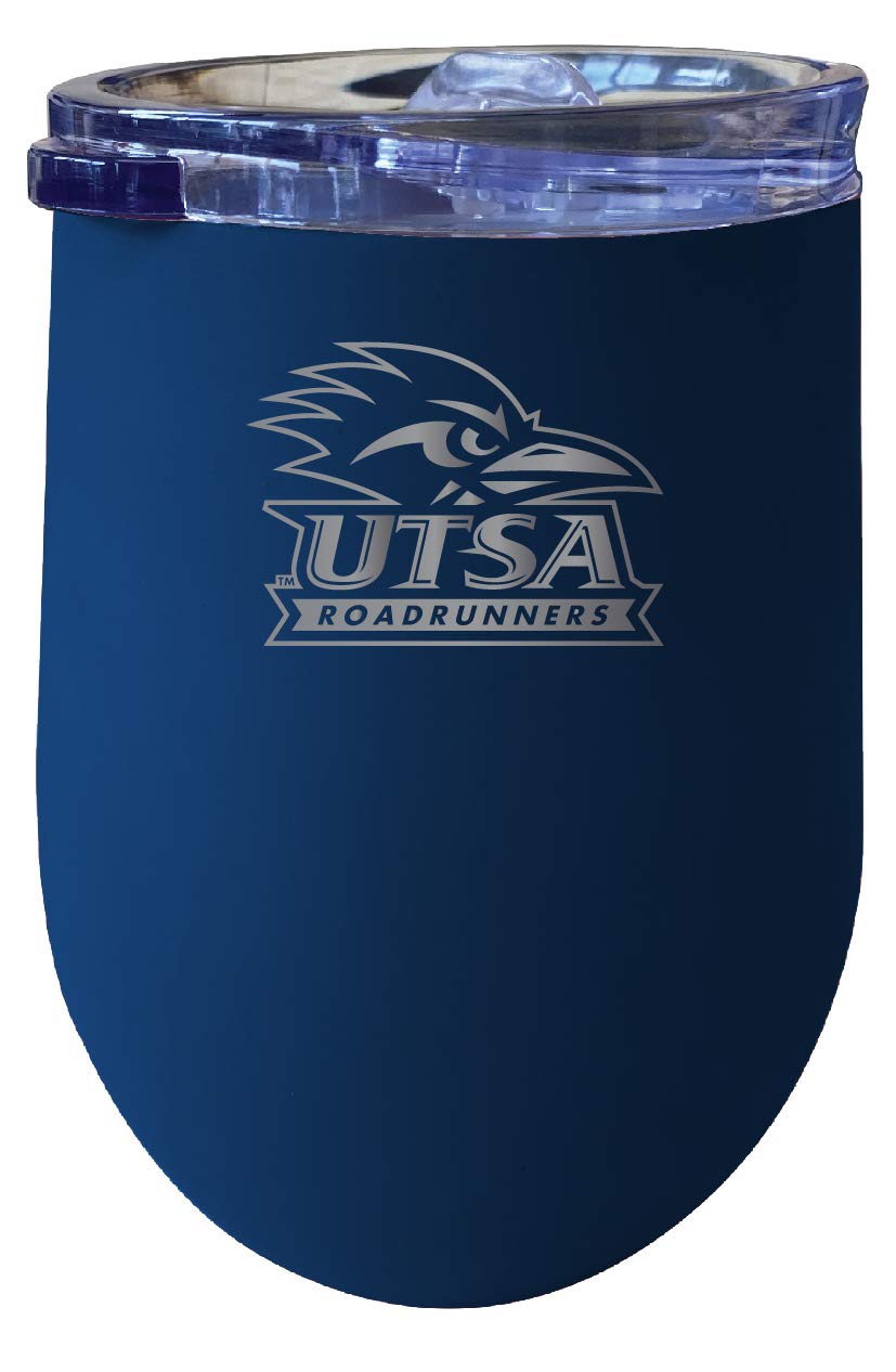 UTSA Road Runners 12 oz Stainless Steel Insulated Wine Tumbler with Etched Design - Navy Blue Officially Licensed Collegiate Cup - Perfect for Game Days, Tailgating & Gifts