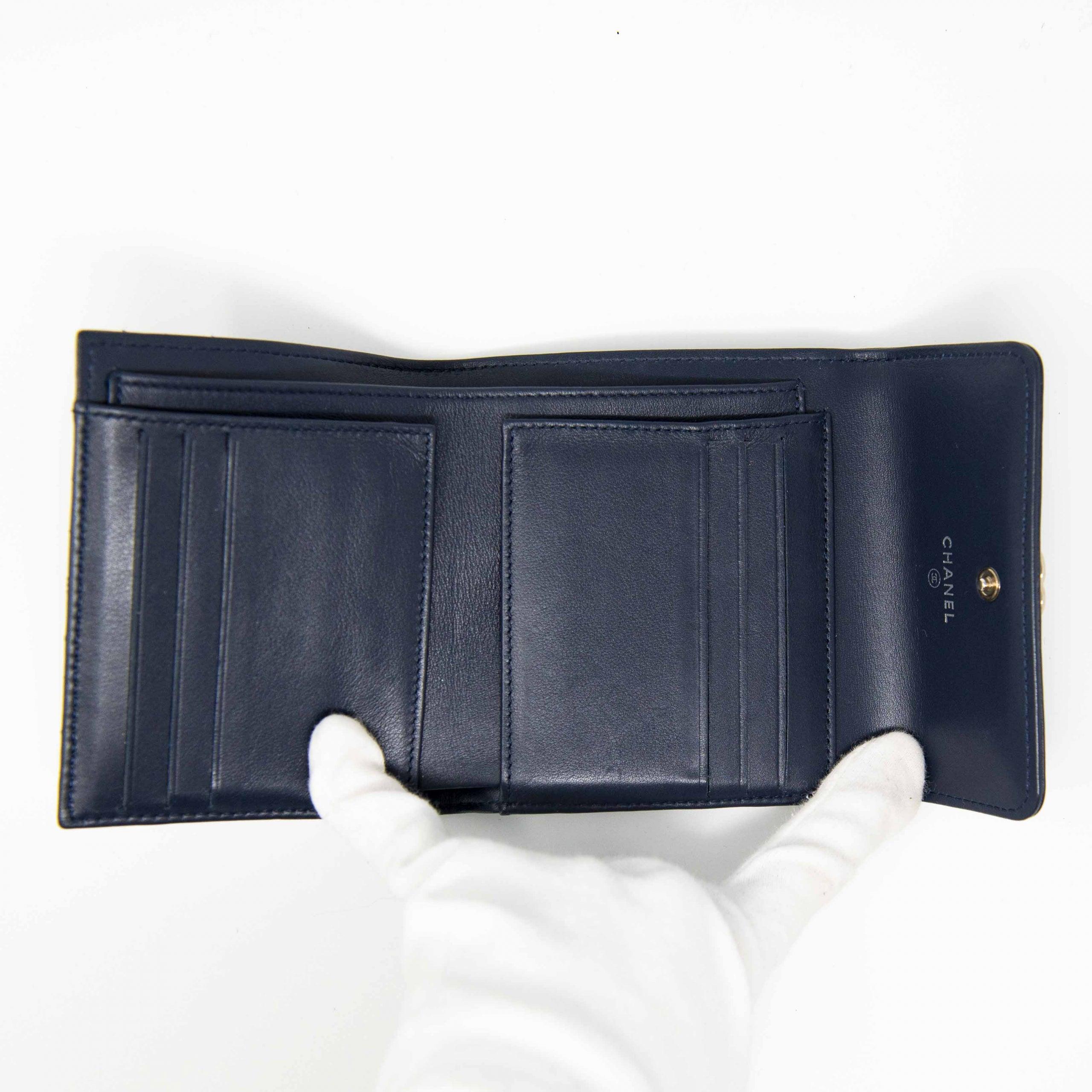 Chanel Blue Lambskin Compact Boy Wallet - Luxury Leather Wallet for Women - Perfect for Everyday Use & Special Occasions