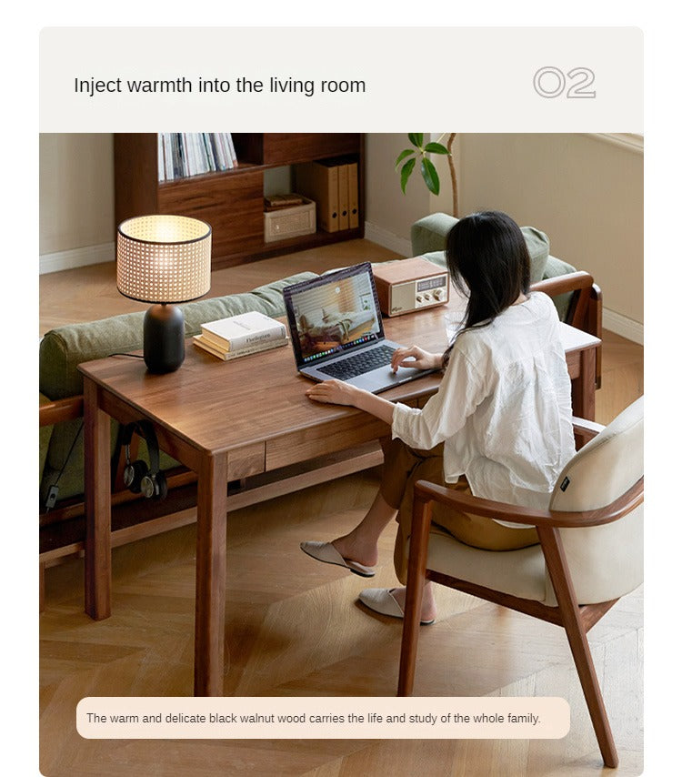 Premium Solid Wood Office Desk - Black Walnut, Oak & Ash Options | Modern Home Office & Executive Workspace Furniture