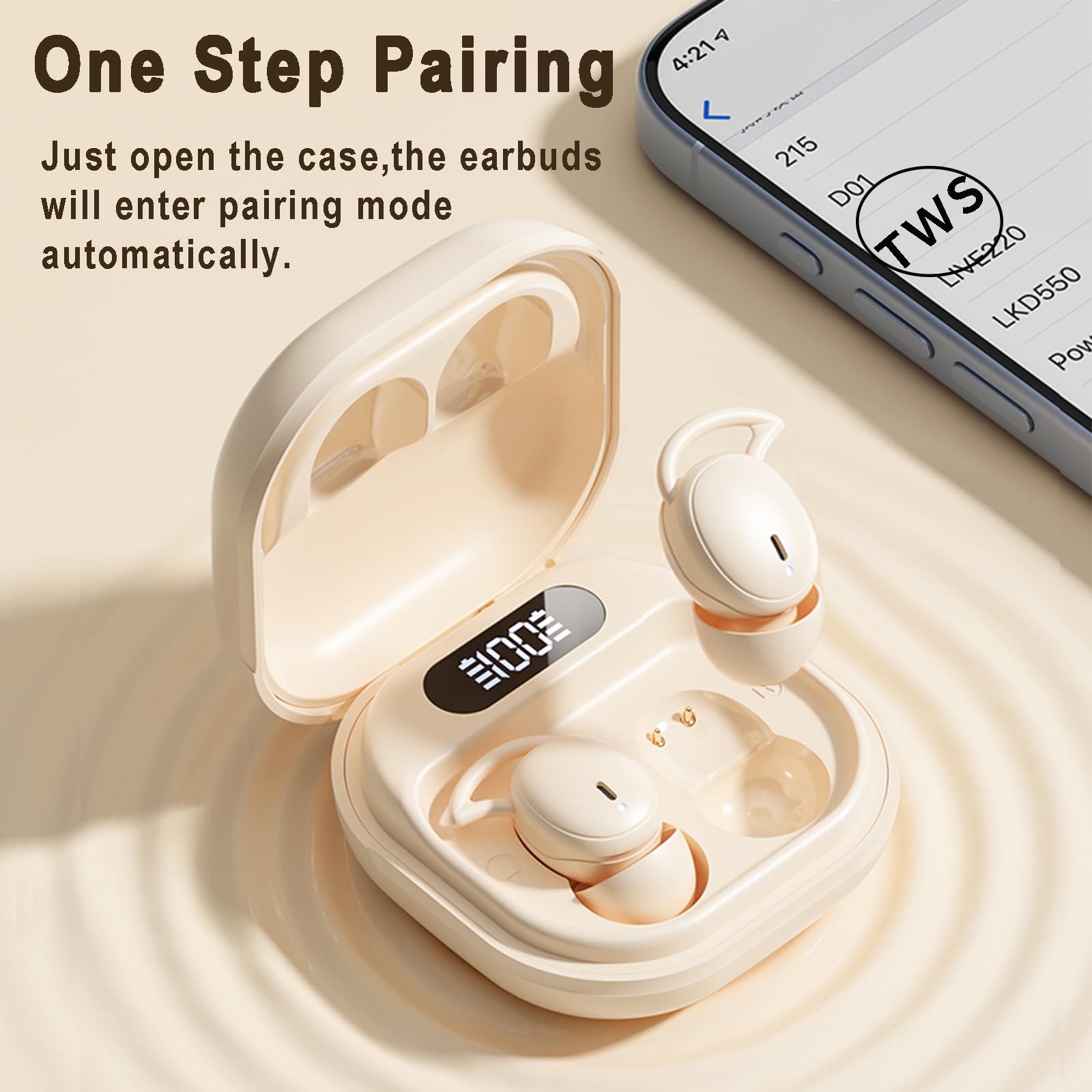 Wireless Sleep Earbuds Bluetooth 5.3 - Noise Cancelling Headphones for Side Sleepers with 32H Playback, Waterproof Small In-Ear Earphones - Perfect for Nighttime Relaxation, Travel & Meditation
