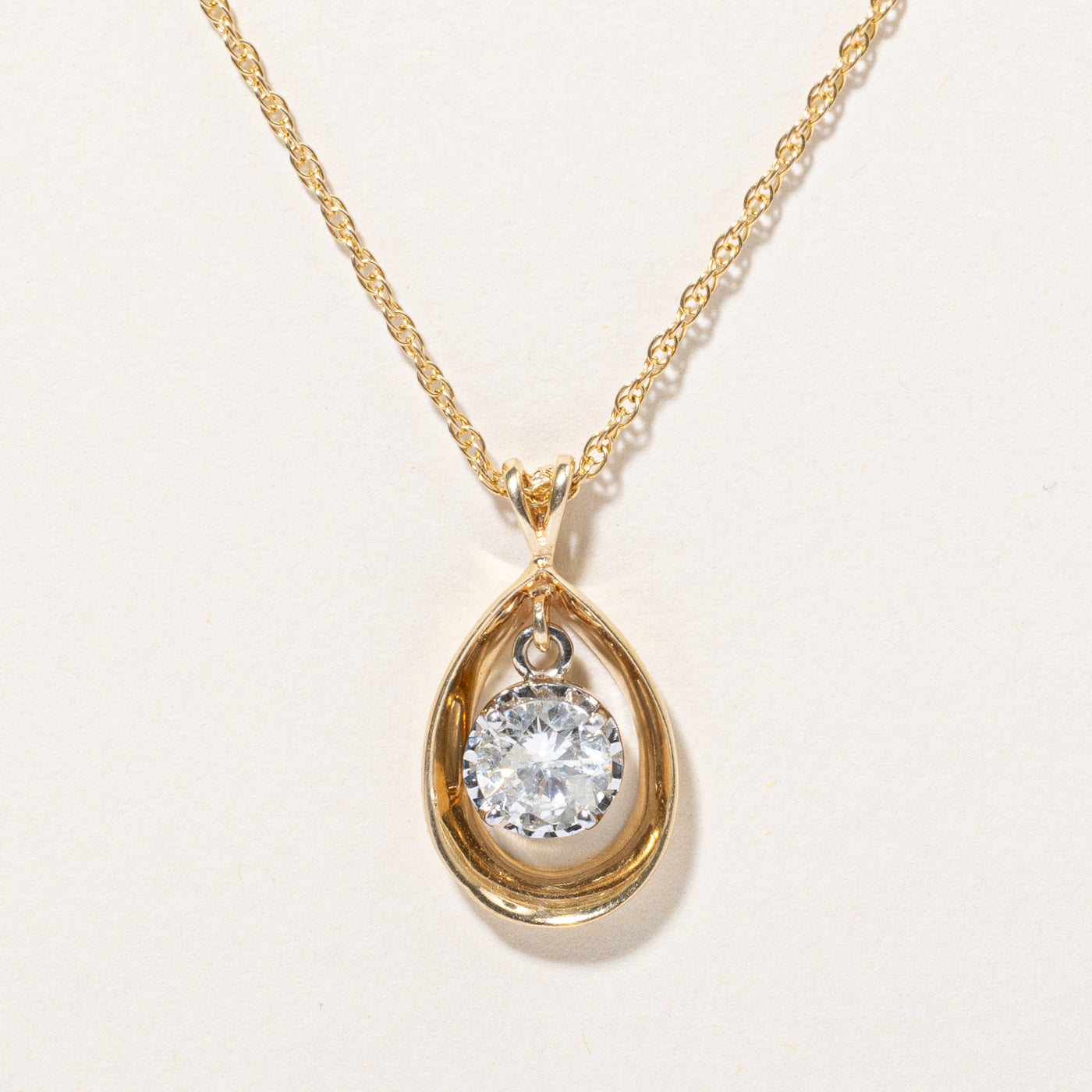 0.94ct Diamond Drop Pendant Necklace - I1 Clarity, 16