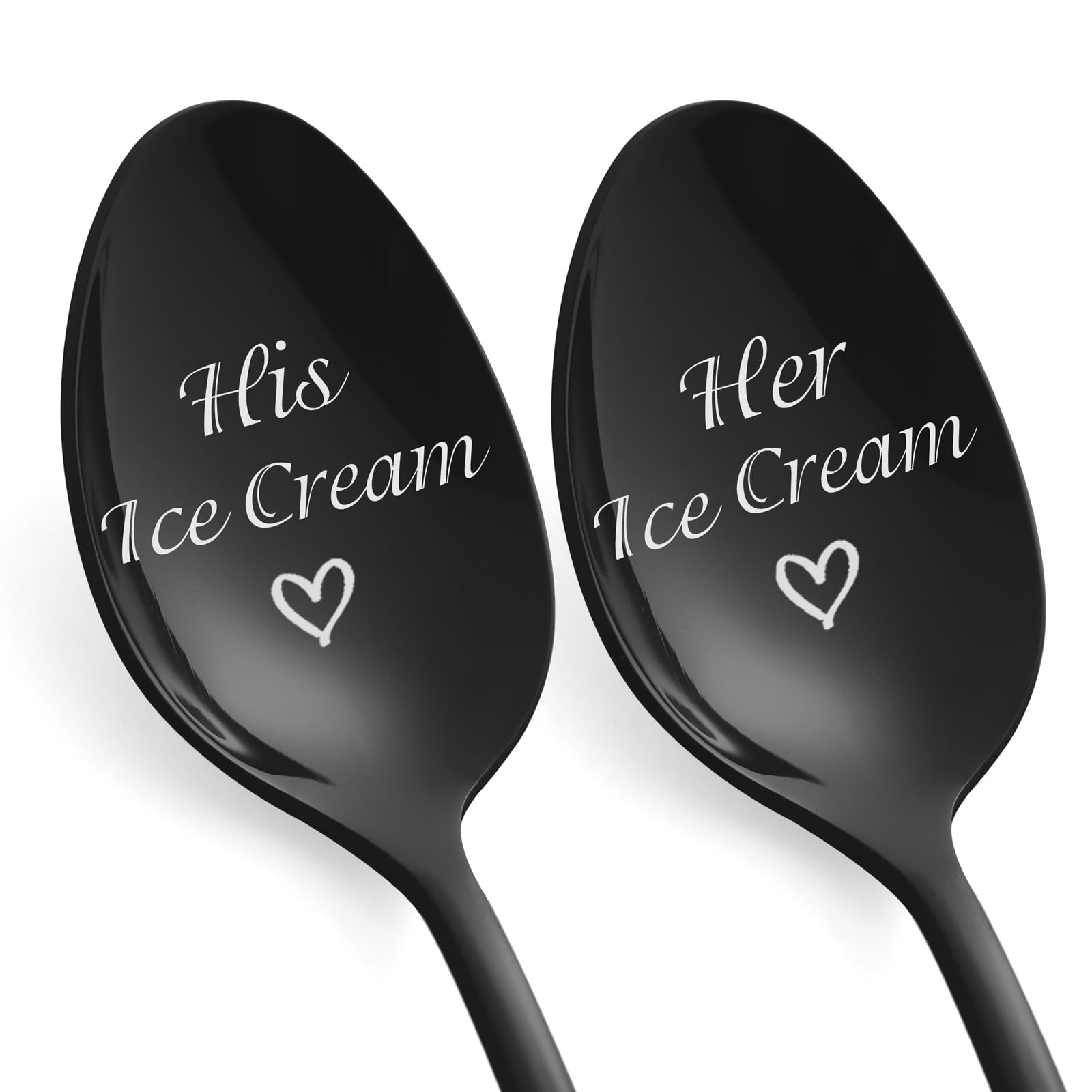 Personalized His and Hers Ice Cream Spoons - Valentine's Day, Anniversary, Wedding & Engagement Gifts for Couples - Romantic Couple Gift Set (2 Pieces) - Perfect for Date Nights, Dessert Sharing & Special Occasions