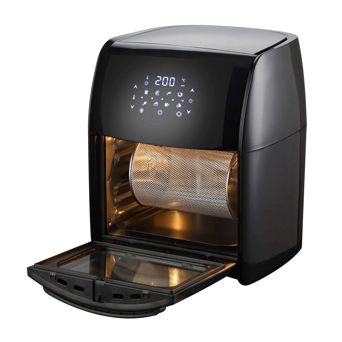14L Digital Turbo Air Fryer with Rotisserie & Rolling Cage - Large Capacity Air Fryer for Healthy Cooking, Baking, Roasting - Perfect for Family Meals, Parties & Meal Prep