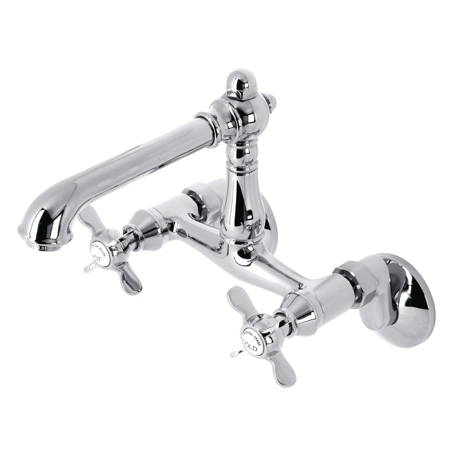 Essex Double Handle 2 Hole Wall Mount Bridge Kitchen Faucet - Modern Brushed Nickel Waterfall Faucet for Farmhouse & Commercial Kitchens | Perfect for Restaurant, Bar & Home Kitchen Sink Installation