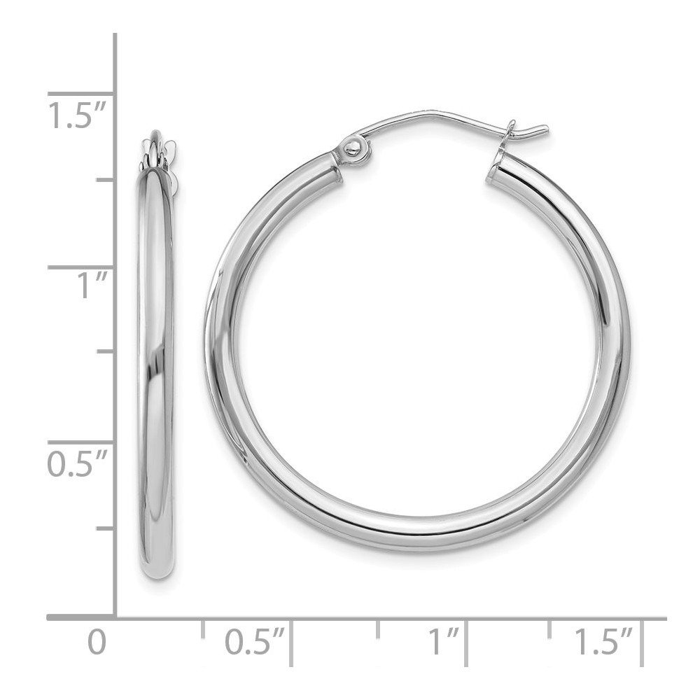 14K White Gold 2.5mm Round Hoop Earrings for Women - Dainty Everyday Jewelry - Perfect for Work, Date Night & Special Occasions