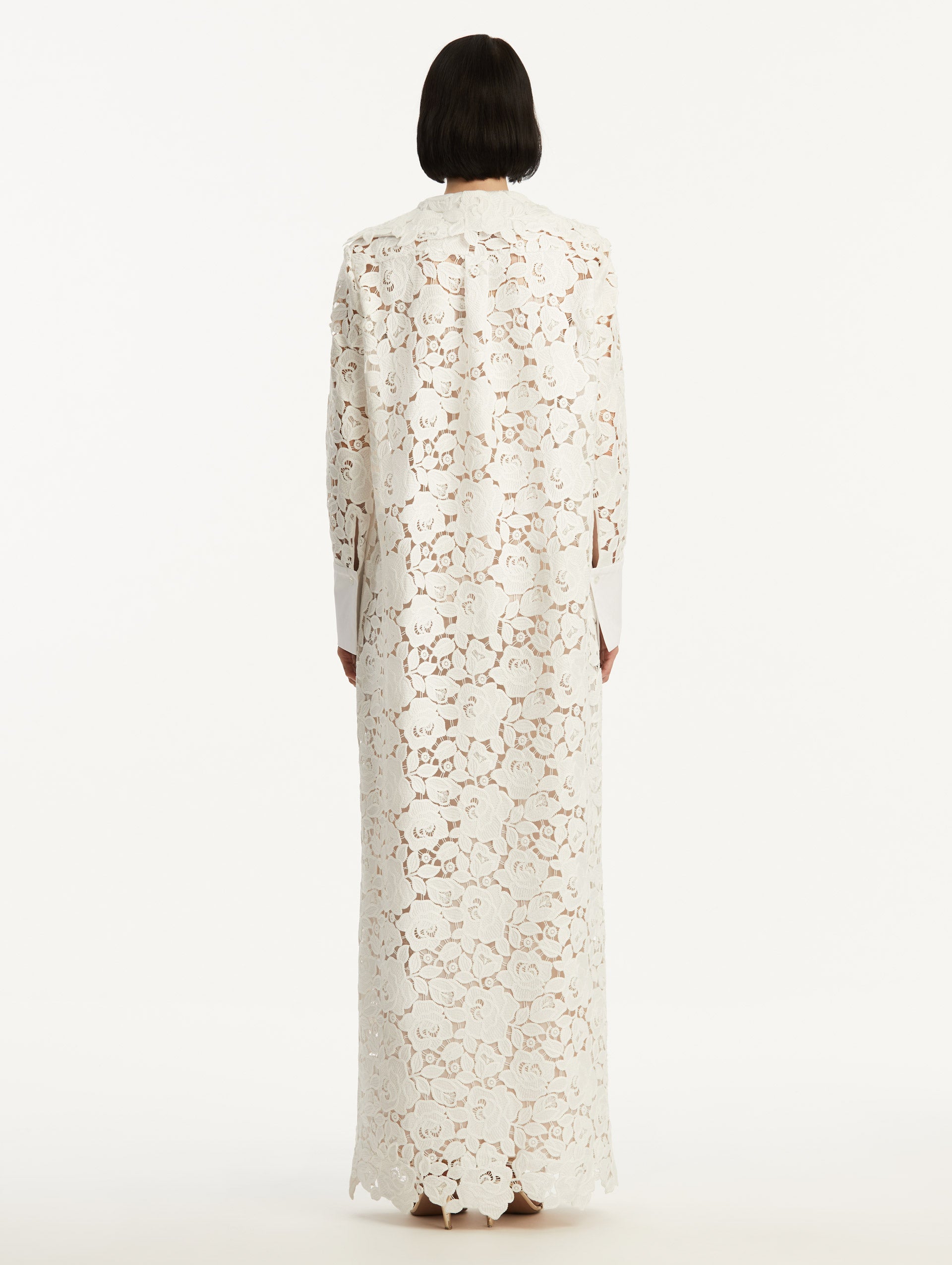 Elegant English Rose Guipure Long Sleeve Evening Gown - Vintage Lace Formal Dress for Weddings, Prom & Special Occasions