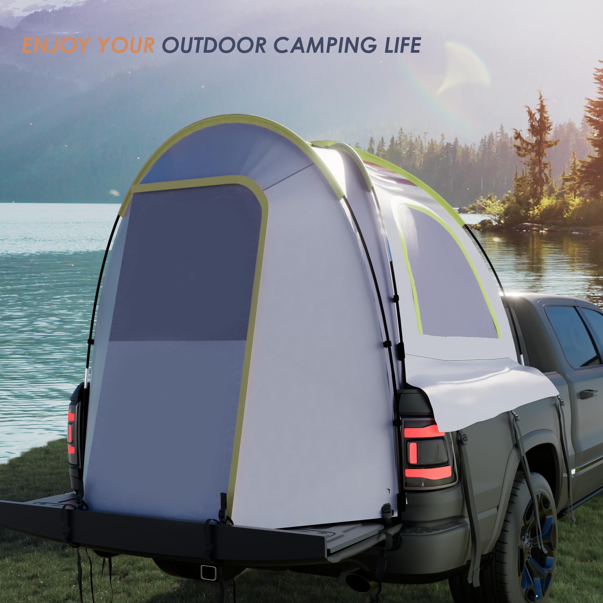 Automatic Setup Truck Bed Tent - Quick & Easy Portable Outdoor Camping Tent for Pickup Trucks (4.9'-6.8') | Includes Beach Mat, Shoe Bag & Storage Bag | Perfect for Camping, Beach Trips & Road Adventures