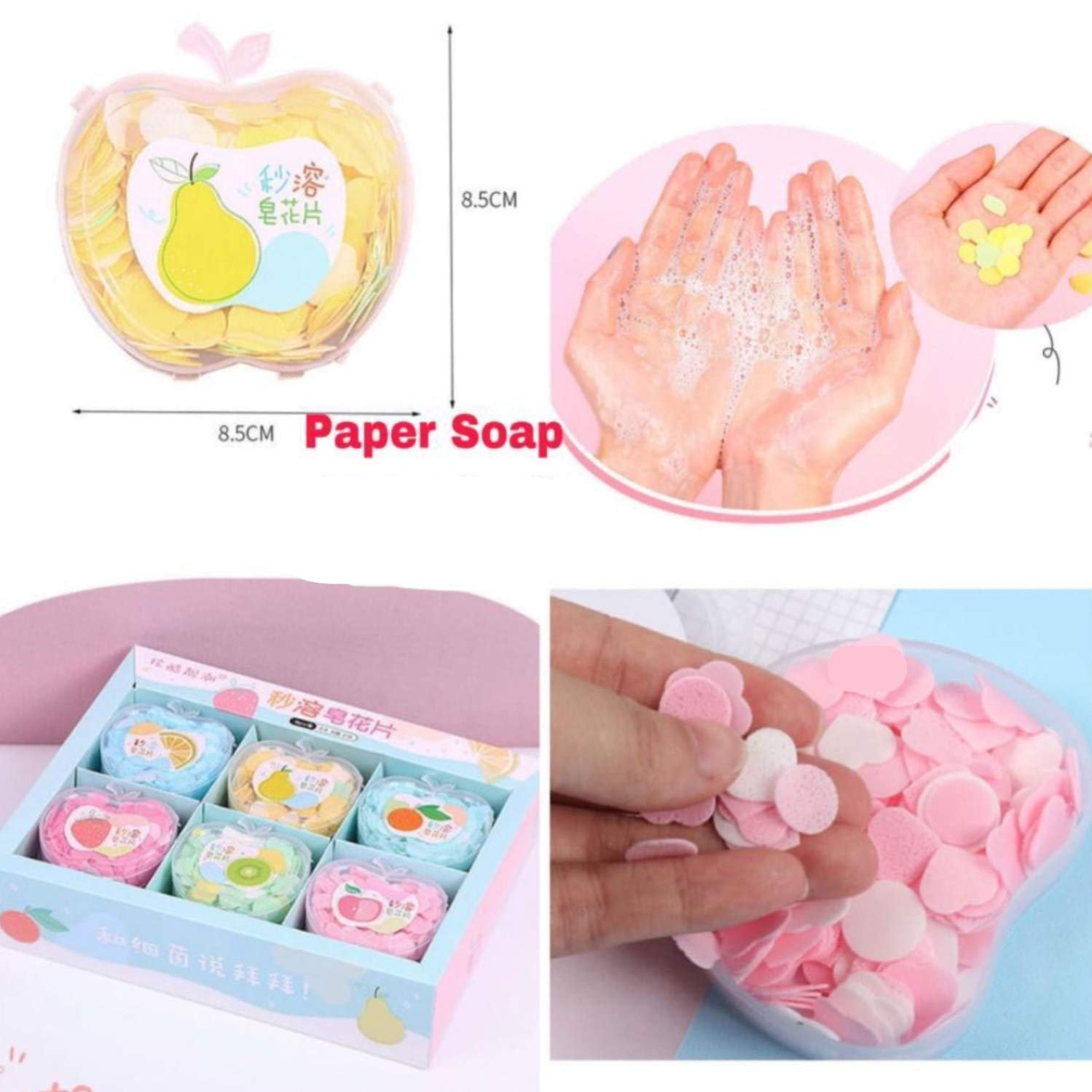 Apple-Shaped Travel Soft Paper Soap (4-Pack) - Portable Hand Wash for Camping, Hiking & Airplane Travel