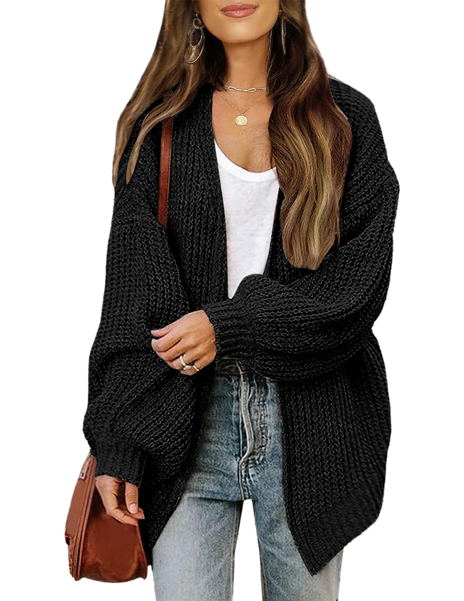 Women's Oversized Lightweight Long Cardigan - Thin Waffle Knit V-Neck Open Front Sweater for Fall 2024 | Perfect for Layering, Office Wear & Casual Outfits