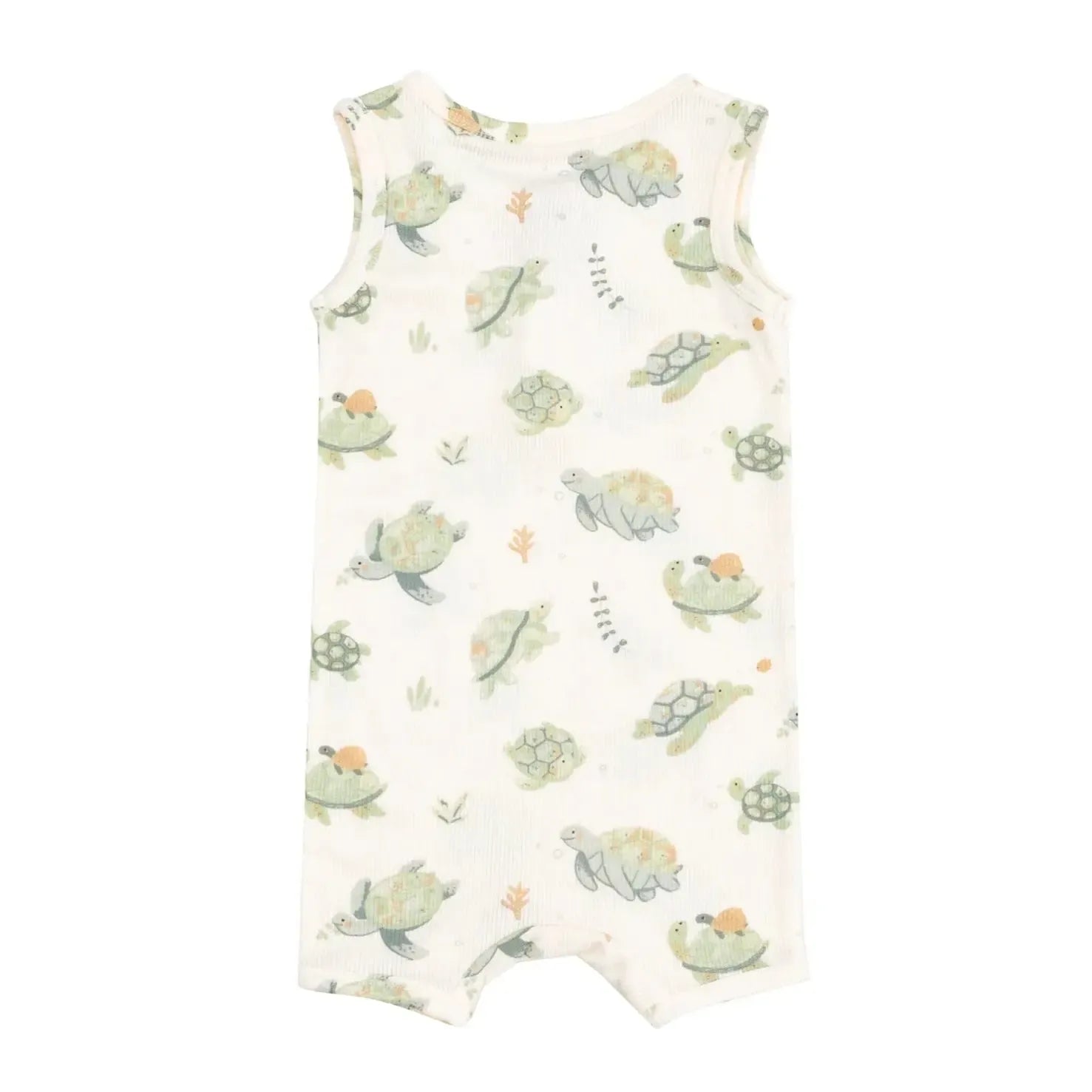 Angel Dear Modal Sleeveless Shortie Romper - Soft Baby Onesie with Sea Turtle Print | Perfect for Summer Outings & Beach Vacations