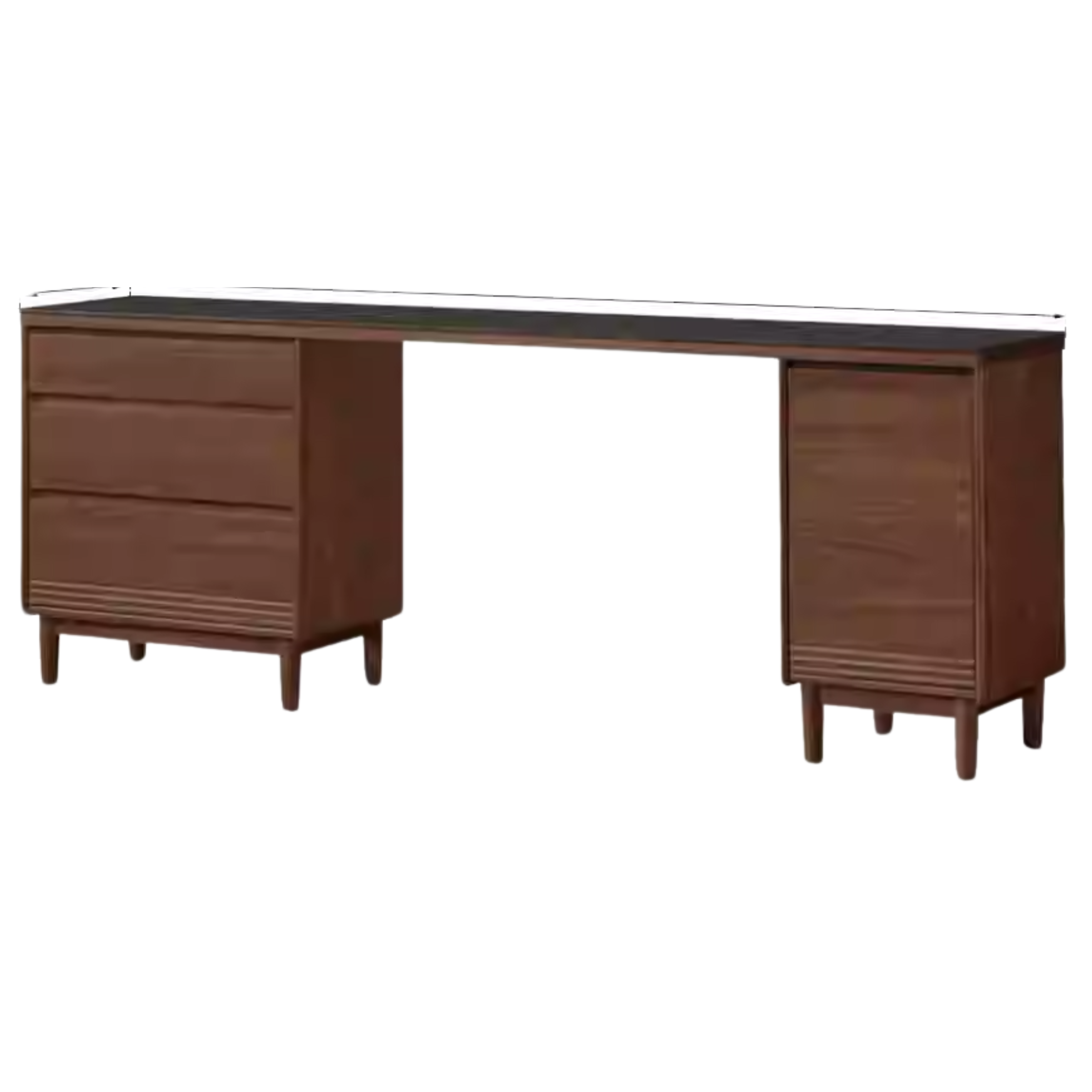 Premium Black Walnut & Oak Solid Wood Storage Cabinet - Luxury Style Rock Plate Design for Living Room, Bedroom & Office Organization
