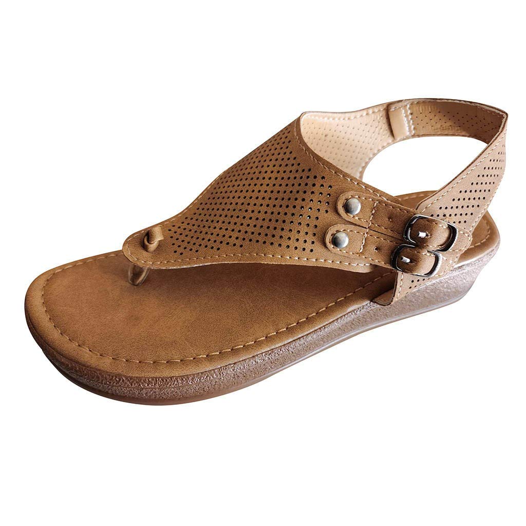Women's Boho Beaded Platform Sandals - Summer Casual Cross Strap Flat Shoes for Beach, Vacation & Outdoor Walking | Comfortable & Stylish Slippers by Gibobby Prime