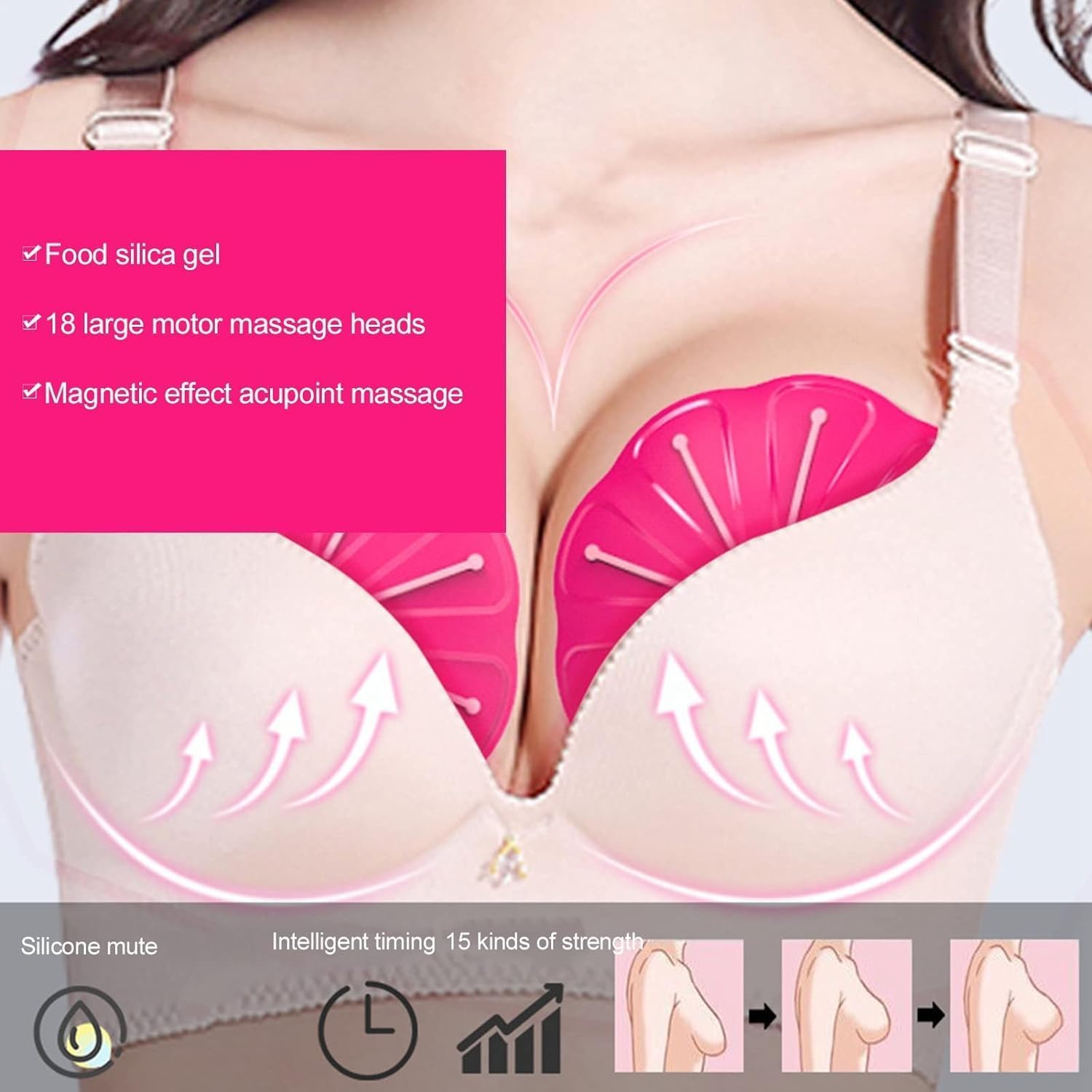 Wireless Electric Massager for Women - Intelligent Remote Control Bust Lift Enhancer Machine with Timer, Anti-Sagging Chest Augmentation for Growth (Red) - Perfect for Home Spa, Post-Workout Recovery & Self-Care Routine
