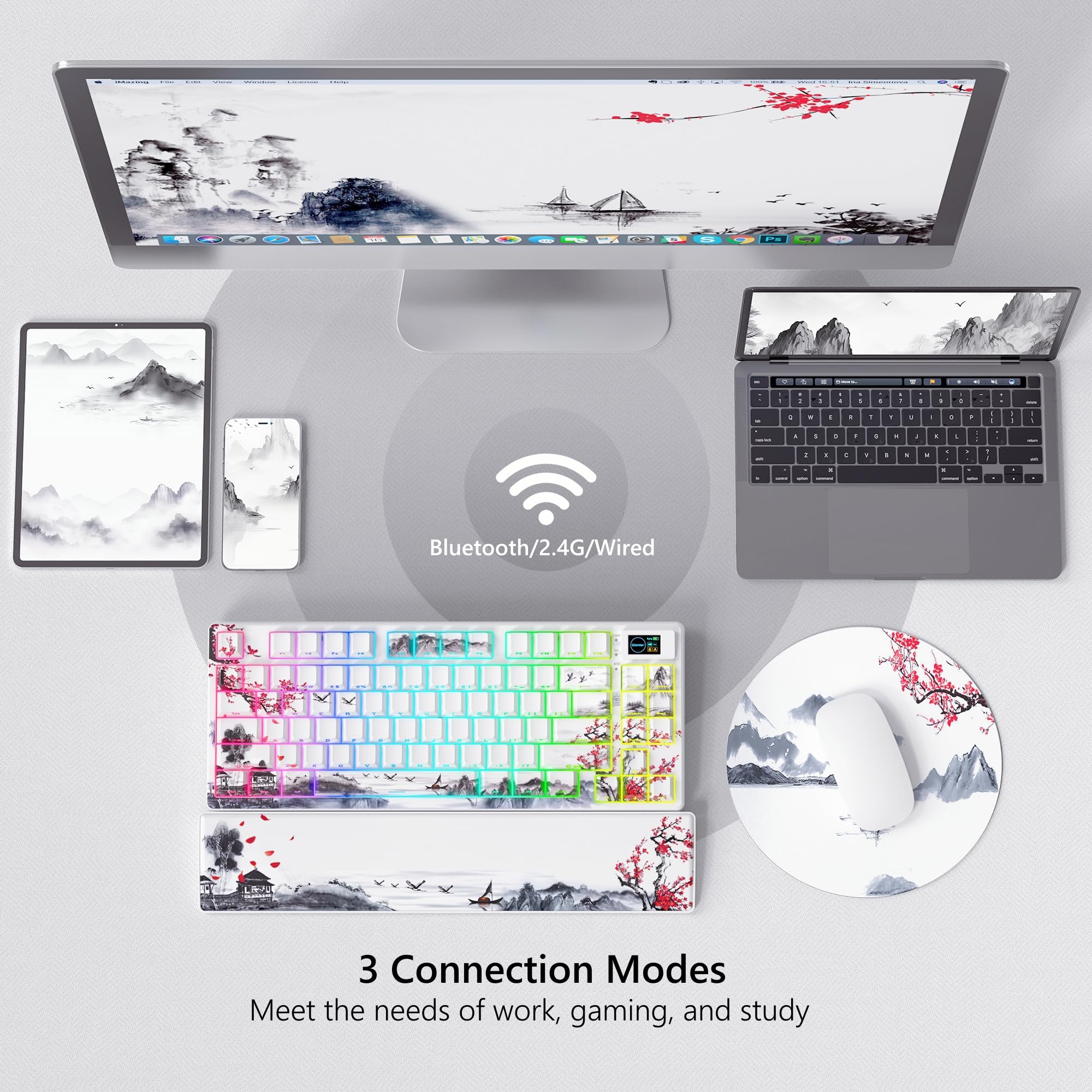 Womier SK80 PRO 75% Wireless Mechanical Keyboard - RGB, Hot Swappable for Gaming & Office Use