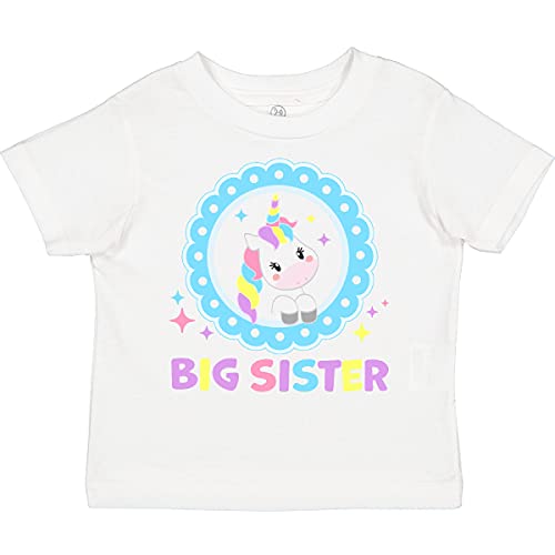Inktastic Big Sister Cute Unicorn Toddler T-Shirt - Soft Cotton Tee for Toddler Girls - Perfect for Sibling Matching, Birthday Gifts & Family Photos