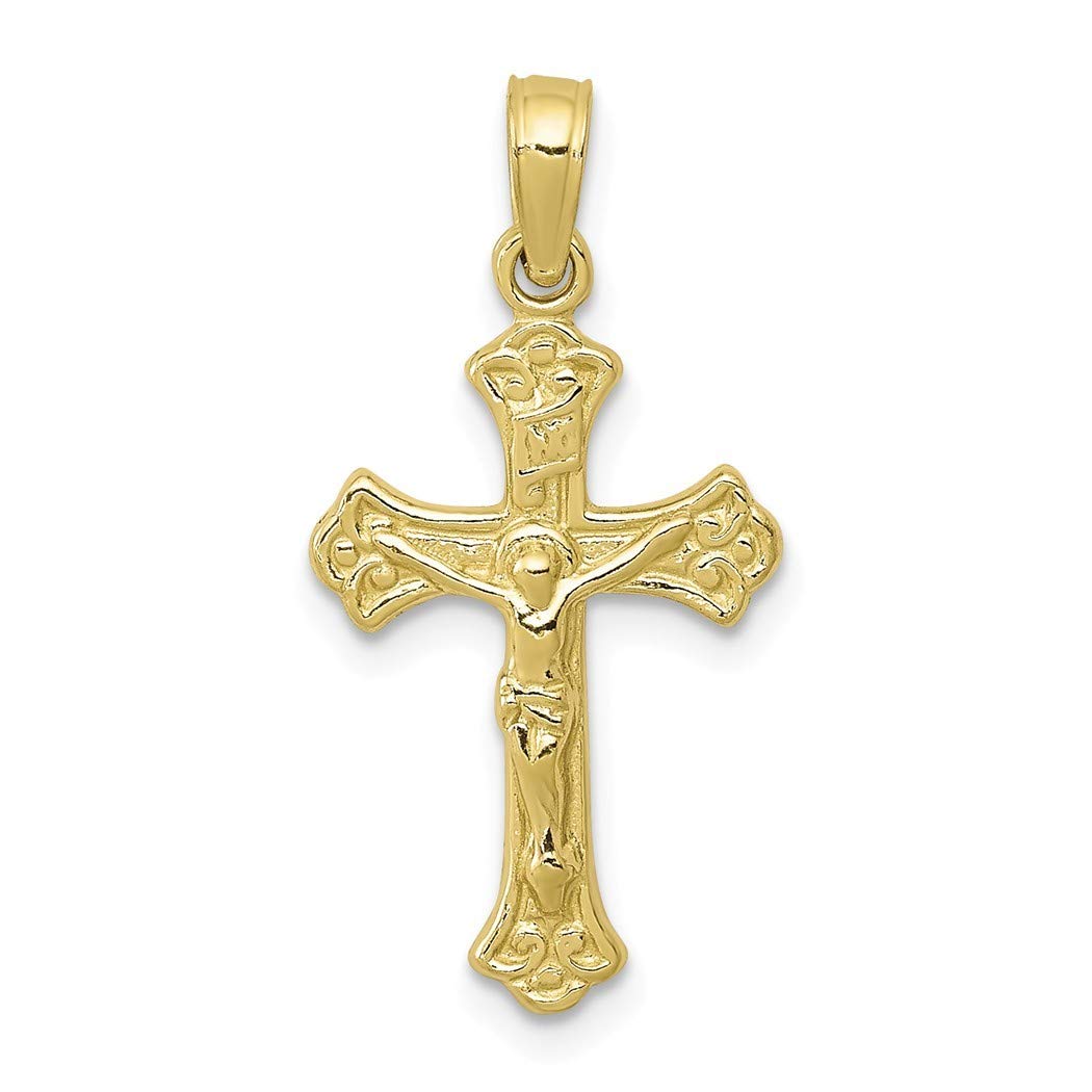 10k Gold INRI Crucifix Pendant Necklace for Women - Religious Jewelry Gift for Baptism, First Communion & Confirmation - Elegant Cross Necklace for Everyday Wear