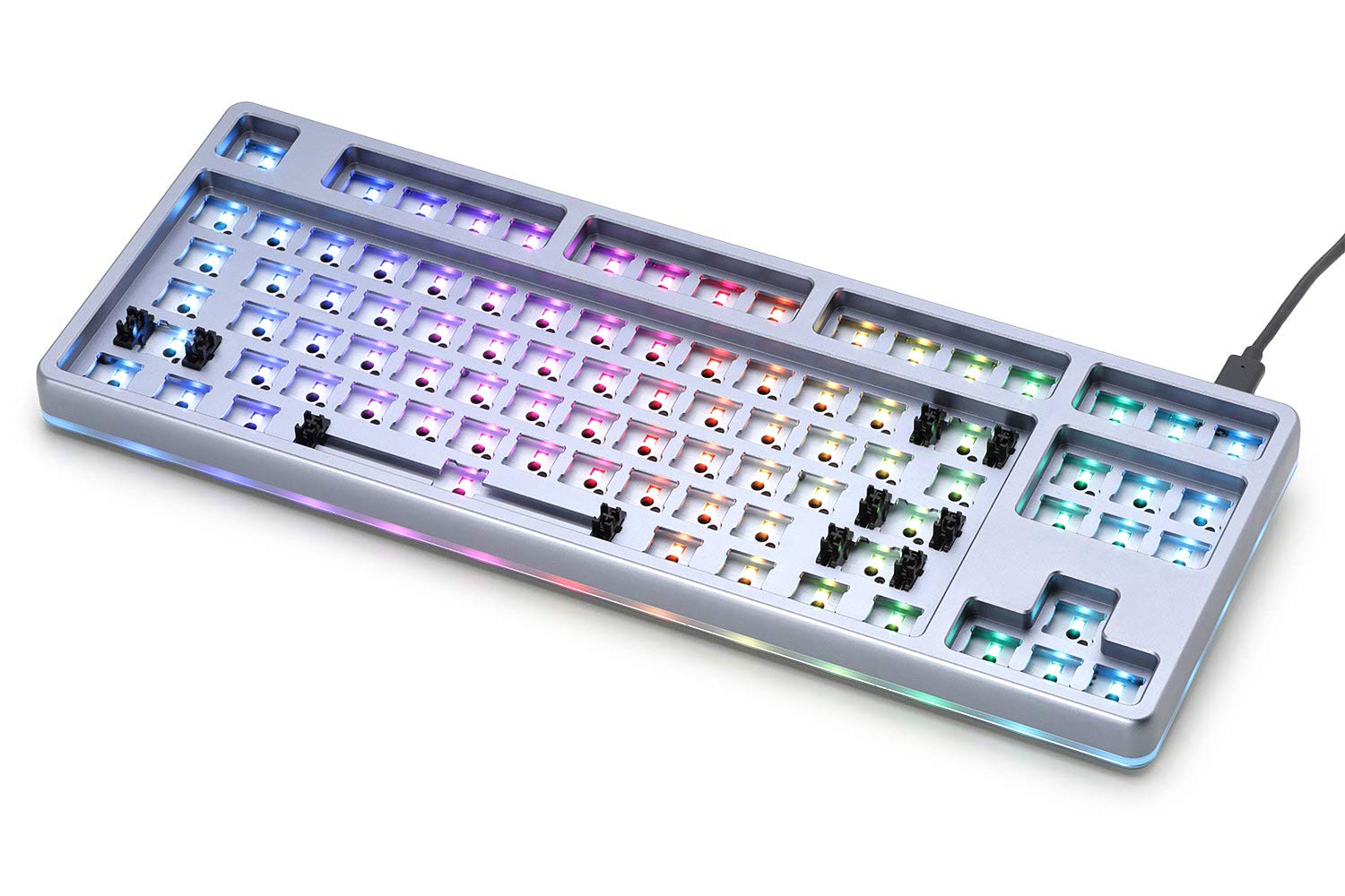 DROP CTRL High-Profile Tenkeyless TKL Mechanical Gaming Keyboard - 87 Key Hot-Swappable RGB Backlit, Programmable USB-C Keyboard with Doubleshot PBT Keycaps & Aluminum Frame (Gray, Barebones) - Perfect for Esports, Streaming & Office Work