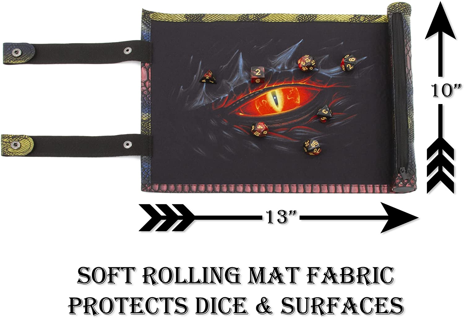 CASEMATIX Dice Rolling Tray & Dice Mat Set with 7 RPG Dice for Dungeons & Dragons (D&D) - Portable Dice Holder Storage for 14 Game Dice - Perfect for Tabletop Gaming, D&D Sessions & Travel Adventures