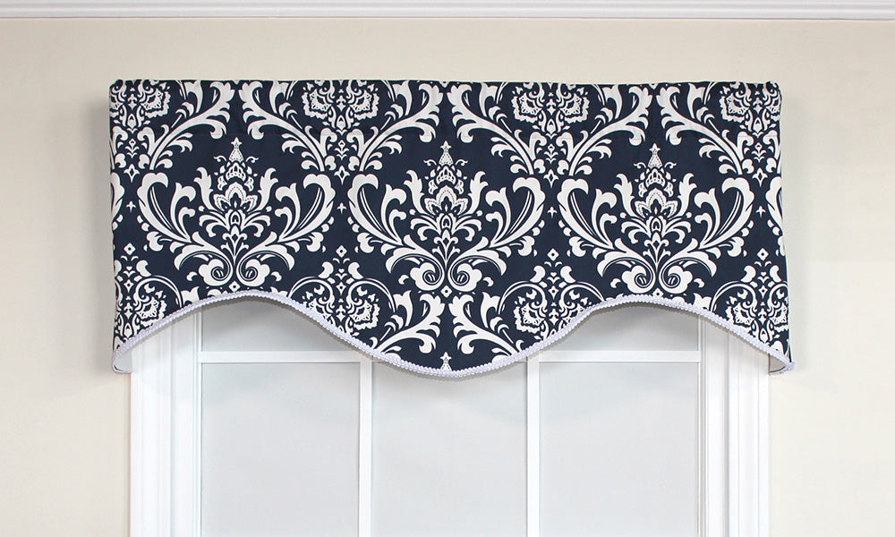 Elegant Royal Damask Cornice Valance - Premium Window Treatment for Living Room & Bedroom Decor - Classic Home Decoration for Curtains & Drapes