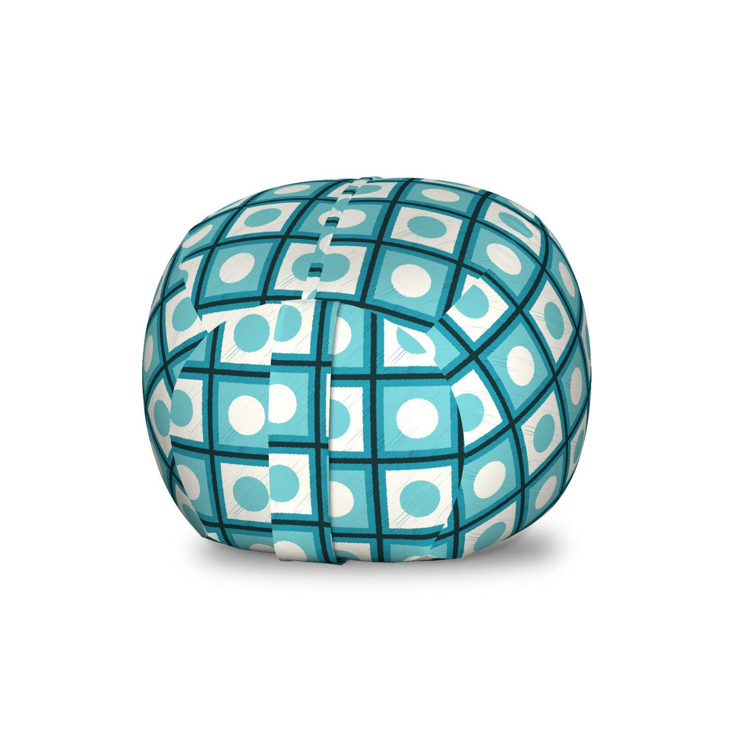 Ambesonne Geometric Storage Toy Bag Chair - Circles in Cubes Rhythmic Design, Washable Stuffed Animal Organizer, Small Size in Seafoam Sea Blue - Perfect for Kids' Room, Playroom & Nursery Organization