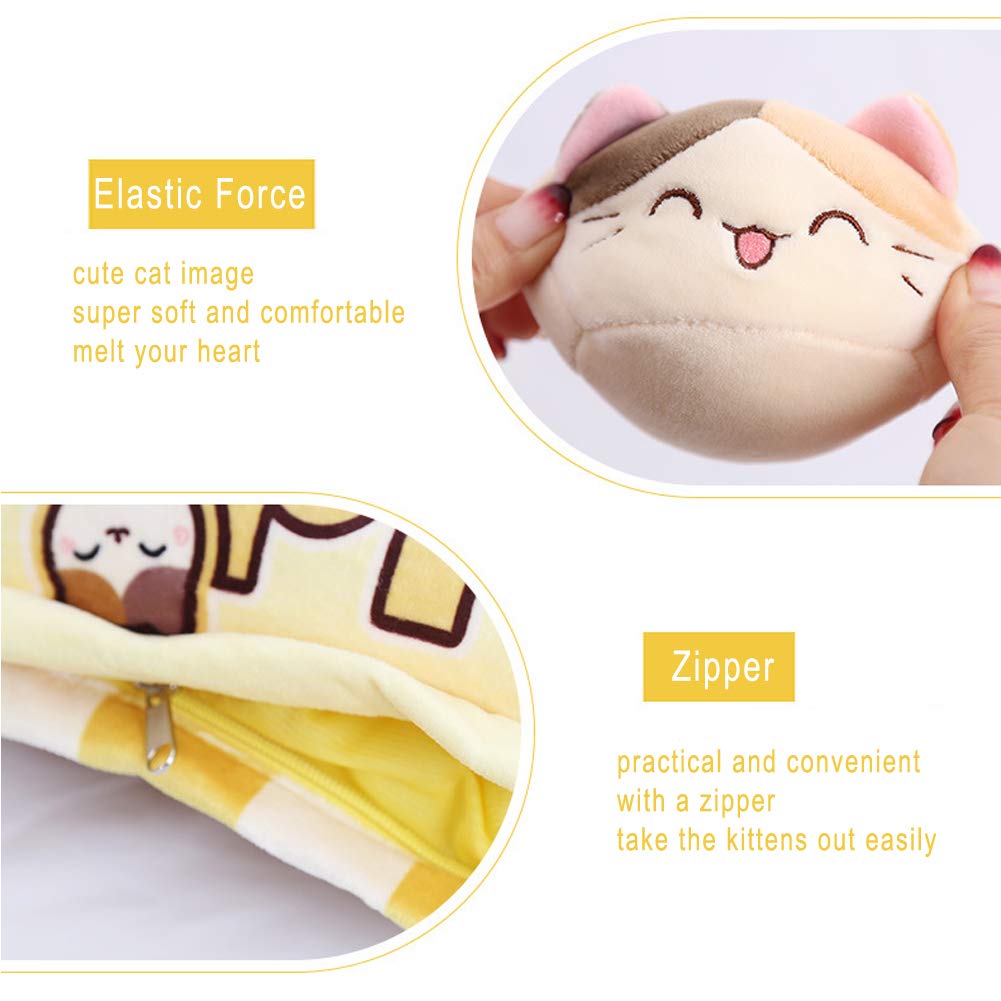 REFAHB Cute Plush Pillow - Soft Stuffed Animal Throw Pillow with Removable Cover, Perfect Gift for Girls & Kids (Kitten Design) - Ideal for Bedroom Decor, Nursery, Sofa & Dorm Room