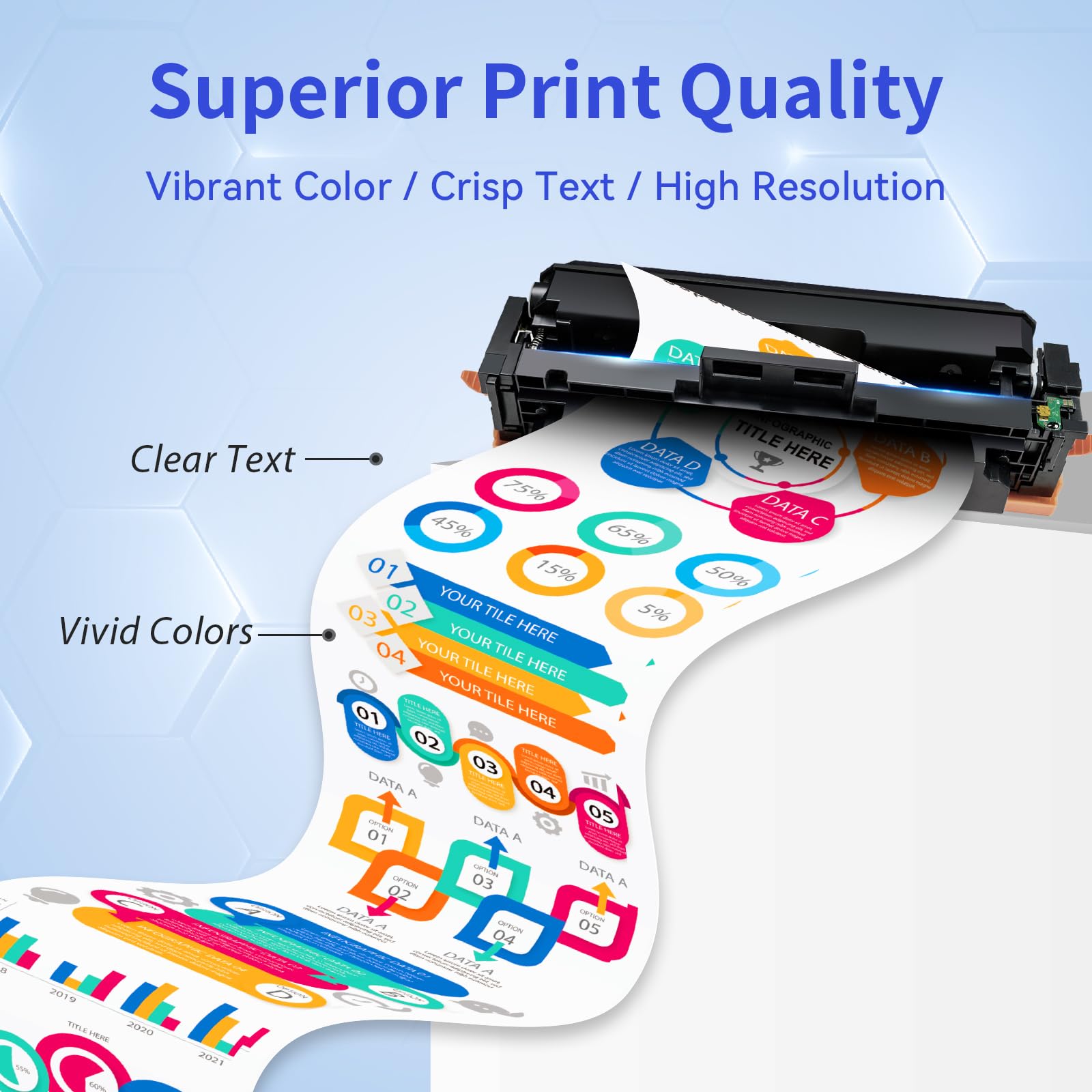 High Yield 206X Toner Cartridges 4-Pack (with Chip) - Compatible Replacement for HP 206X/206A - Works with Color LaserJet Pro MFP M283fdw, M283cdw, M283fdn, M282nw, M255dw, M255nw, M283, M255 & W2110X/W2110A Printers - Ideal for Home Office, Small Business & High-Volume Printing