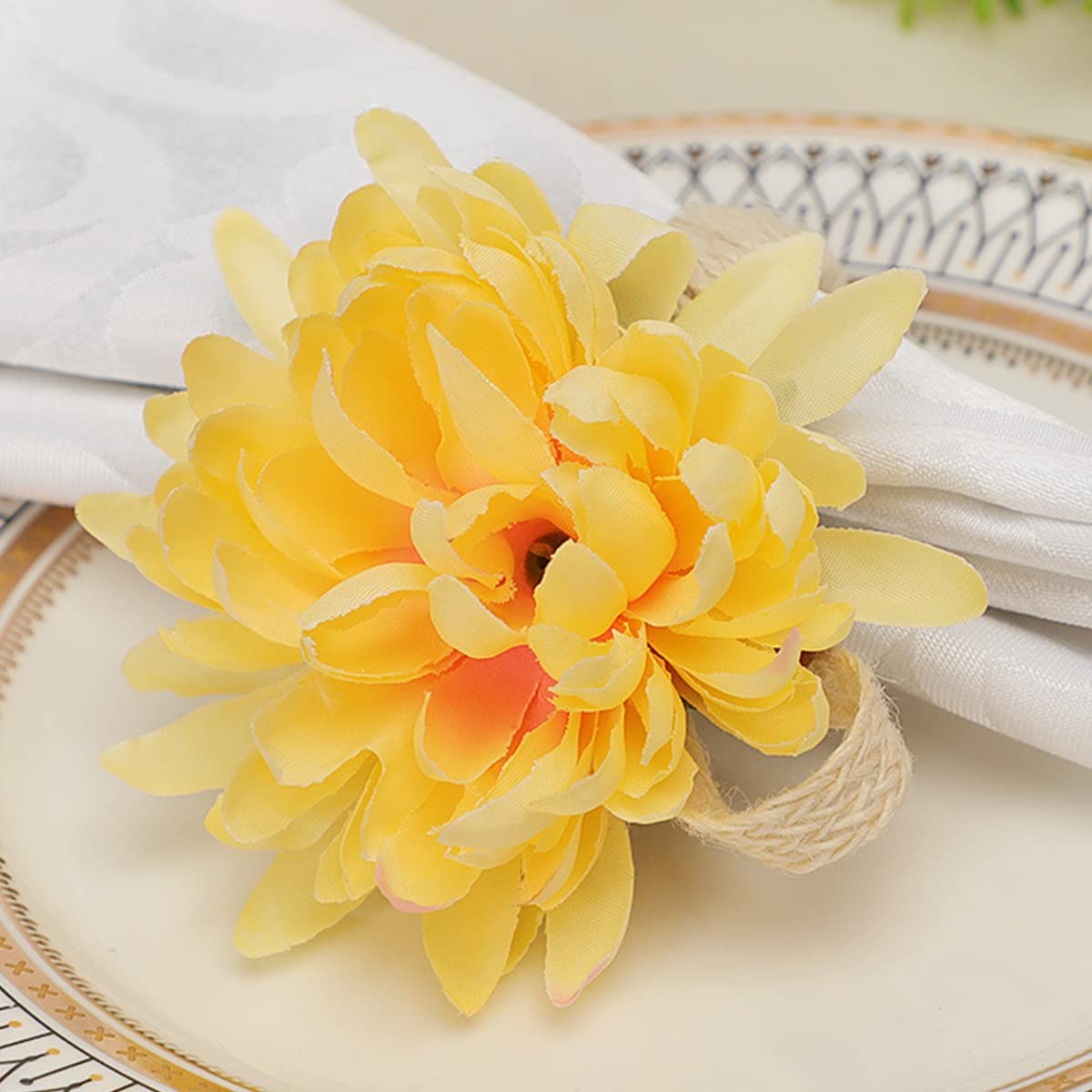 Set of 6 Floral Napkin Rings - Handmade Rose Vine Design Napkin Holders for Spring Table Decor | Perfect for Weddings, Easter, and Dinner Parties