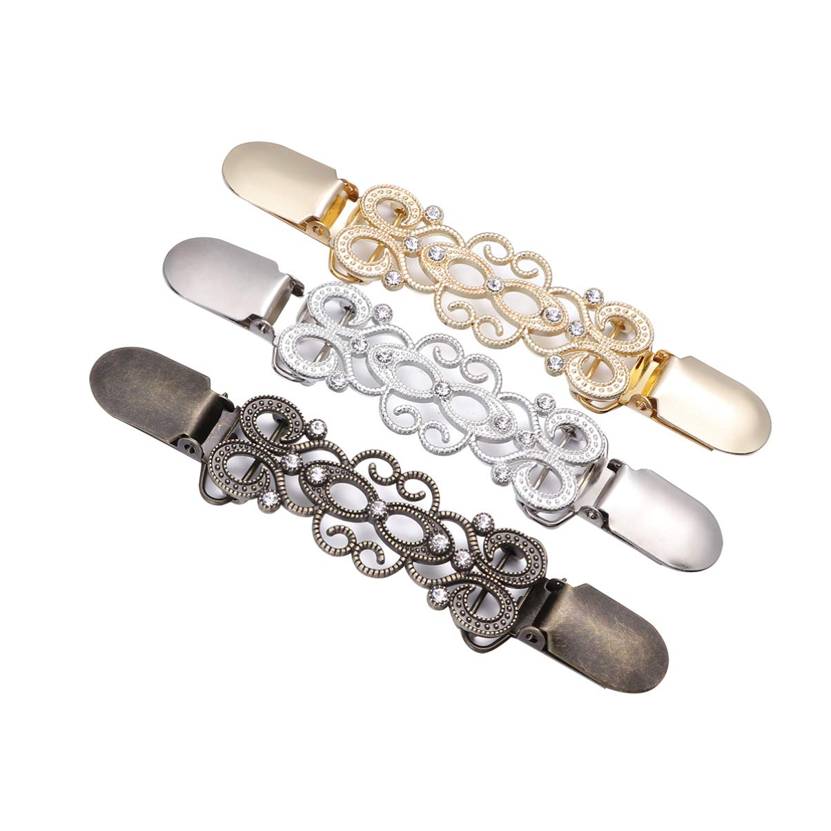 Vintage Holibanna Sweater Shawl Clips - Retro Cardigan Collar Clasps & Poncho Buckle Pins for Women | Elegant Shirt Holder Brooches for Office, Parties & Special Occasions