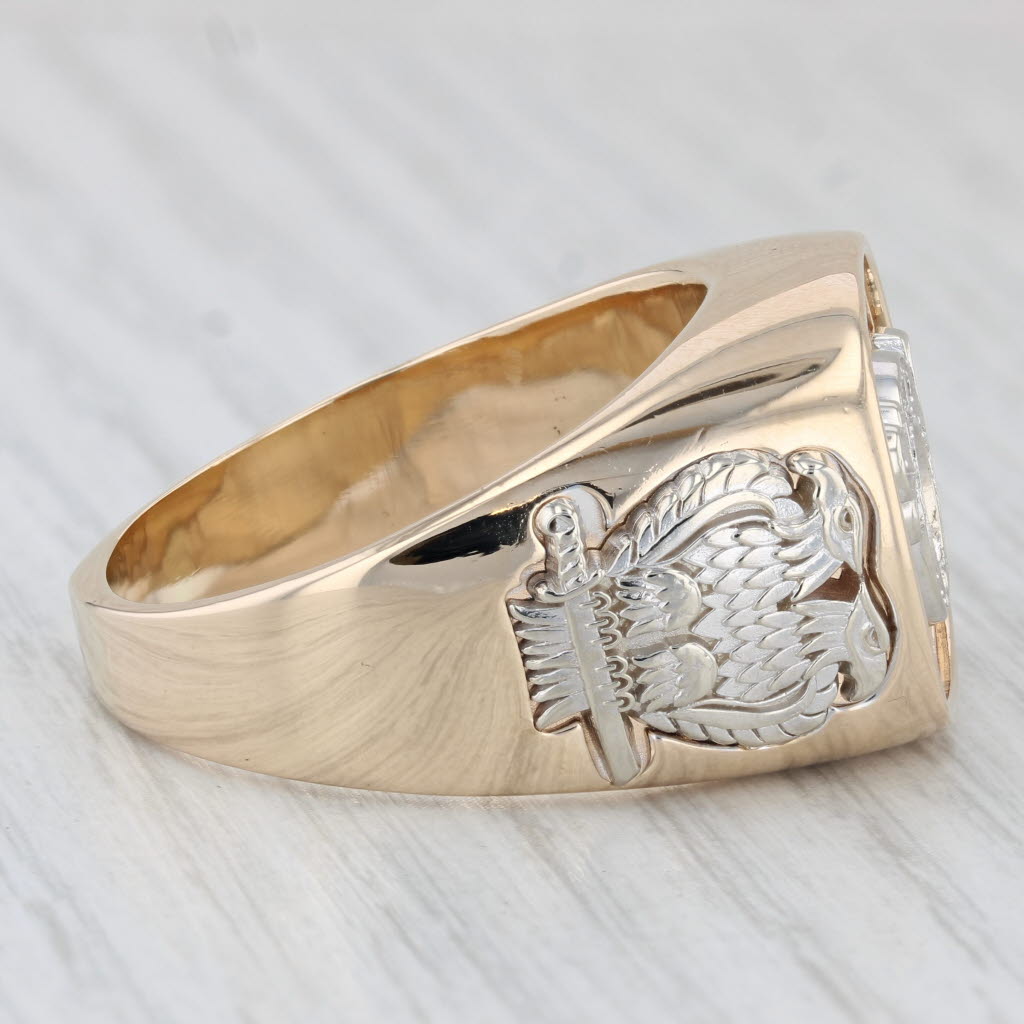 0.23ctw Diamond Shriners Signet Ring - 14k Gold Masonic Scottish Rite Blue Lodge Ring for Men - Perfect for Freemason Ceremonies, Weddings & Formal Events