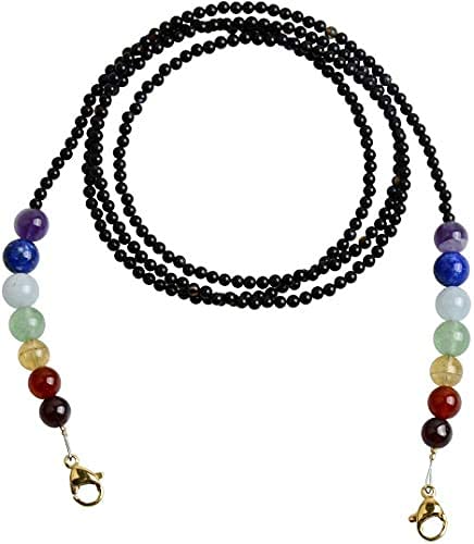 7 Chakra Crystal Beads Mask Chain - Anti Lost Lanyard for Face Mask & Glasses Holder - 74cm Adjustable Unisex Design (Multi Color) - Perfect for Yoga, Meditation, Travel & Daily Use