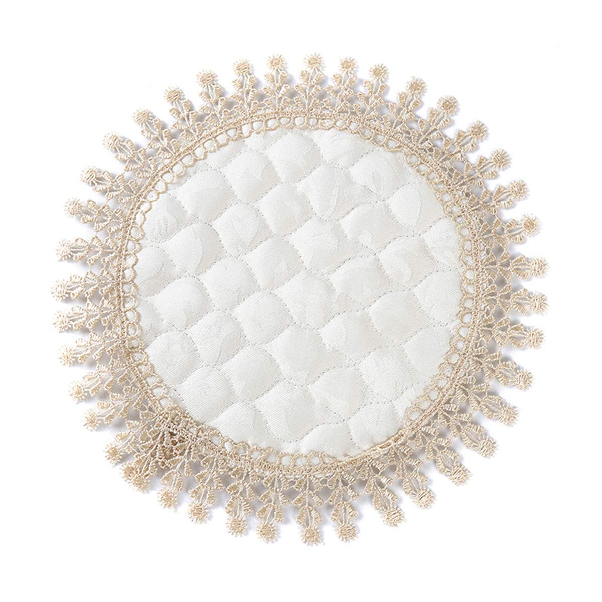Winwinfly Round Heat-Resistant Placemats - Non-Slip Washable Polypropylene Table Mats with Lace Design for Bowls & Dishes | Perfect for Dining Tables, Kitchen Countertops & Home Decor