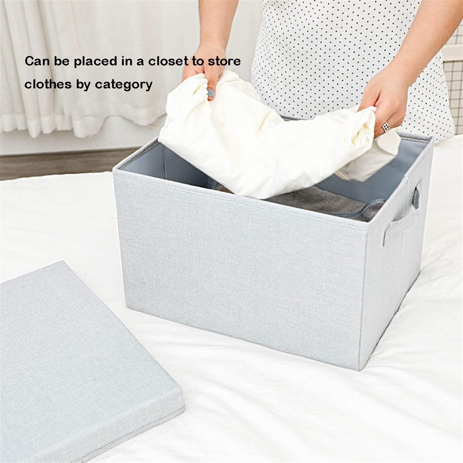 Foldable Fabric Storage Bins with Lids & Handles - 4-Pack Gray Rectangle Organizer Boxes for Closet, Shelf, Home & Office Organization - Perfect for Bedroom, Kids' Room, and Laundry Storage