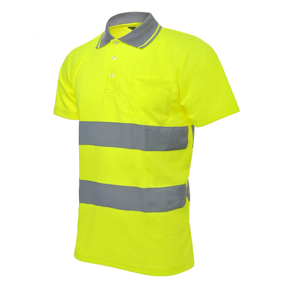 High Visibility Reflective Short Sleeve Polo Shirt with Pocket - Perfect for Cycling, Running & Night Safety Workwear