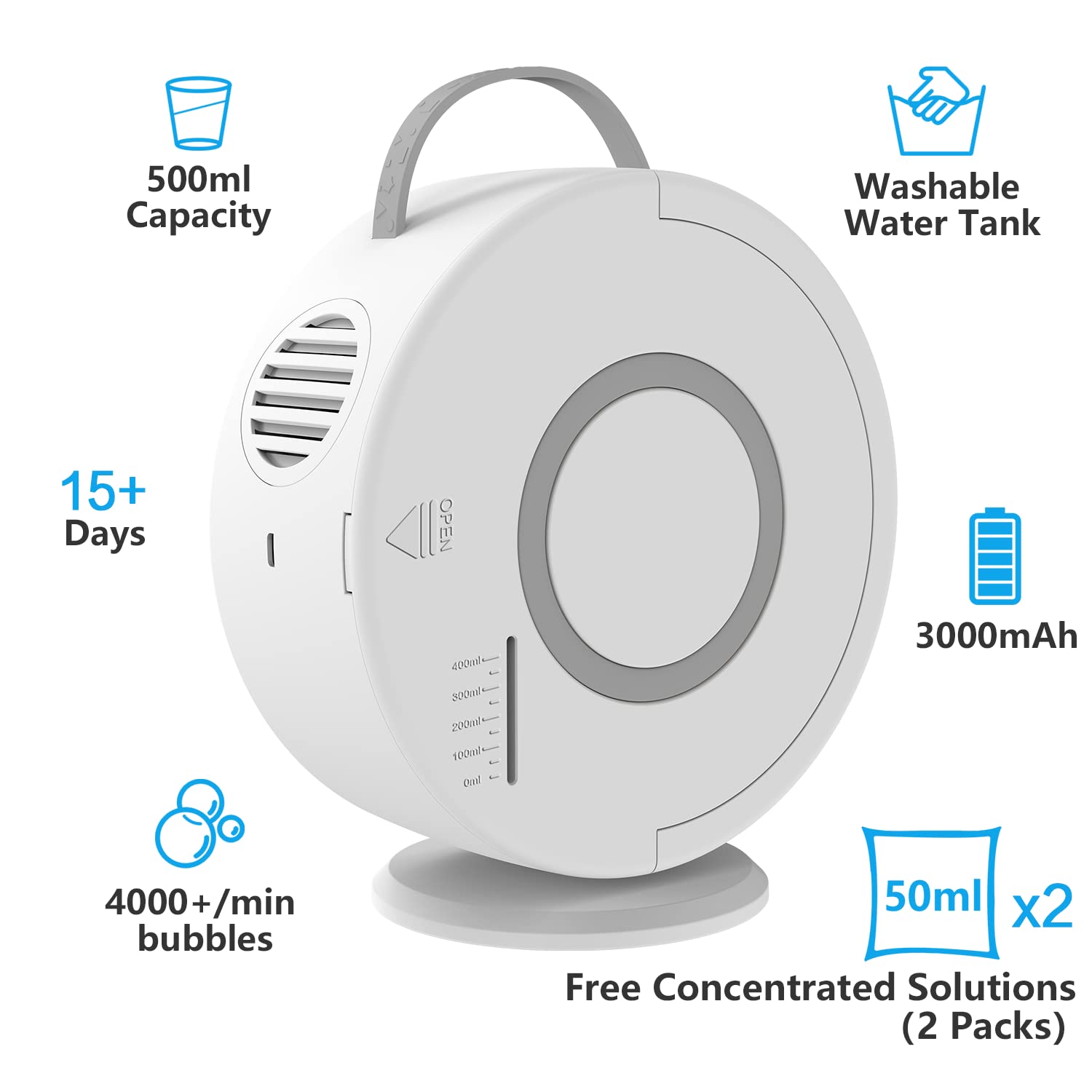Automatic Bubble Blower for Kids - Rechargeable 360° Rotating Bubble Machine with 90° Tilt, Electric Bubble Maker Toy for Toddlers Age 3-5 | Perfect for Outdoor Play, Birthday Parties, Weddings & Backyard Fun