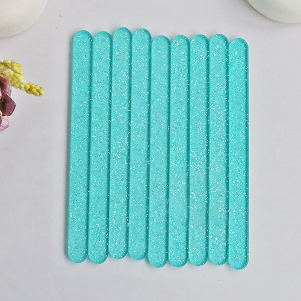 Glitter Popsicle Sticks - 50pc Reusable Acrylic Cake Pop Molds for DIY Ice Cream, Candy & Dessert Making - Transparent Blue for Birthday Parties, Baby Showers & Summer Treats