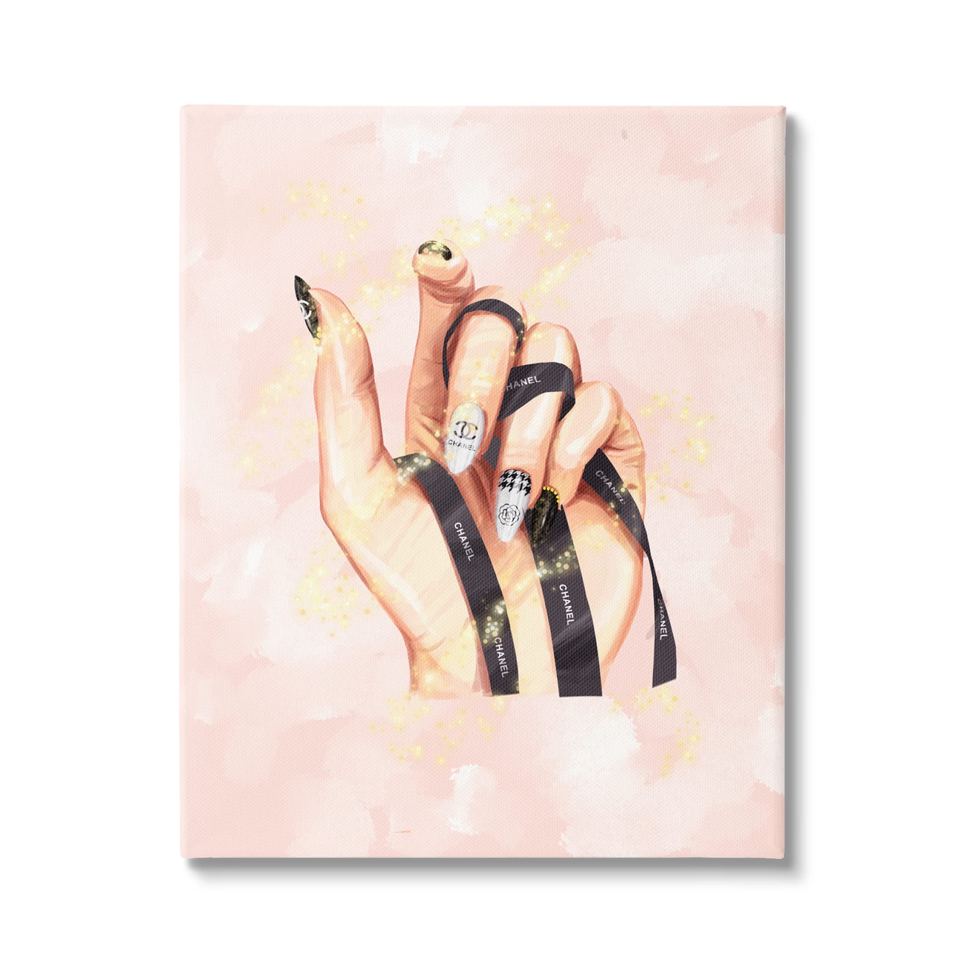 Stupell Industries Glam Nail Polish Hand Fashion Style Stars Wall Art - Modern Home Decor for Bedroom, Living Room & Salon | Designed by Ziwei Li