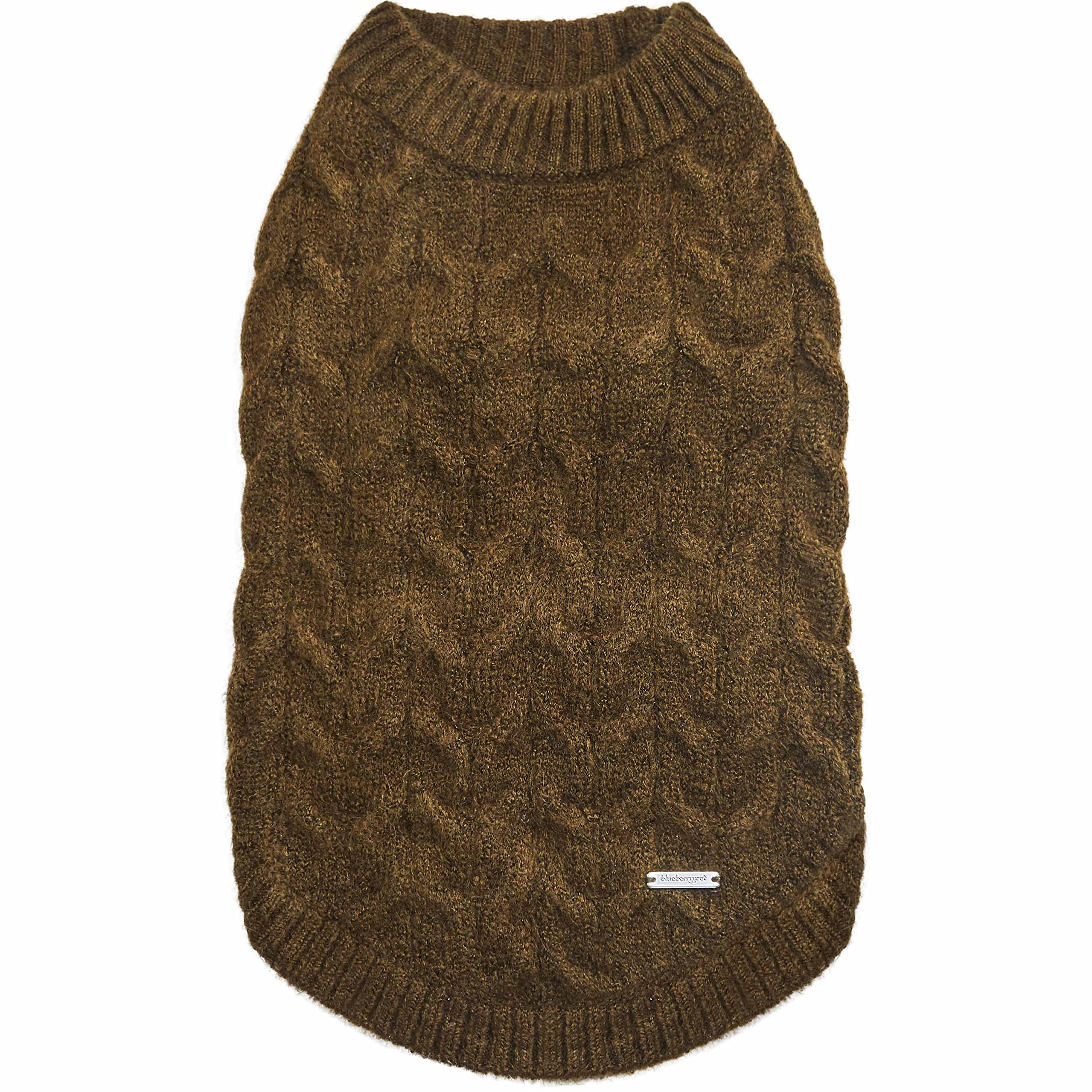 Dark Olive Blueberry Pet Classic Fuzzy Knit Dog Sweater - Cozy Fleece Pullover for Small Dogs, 12