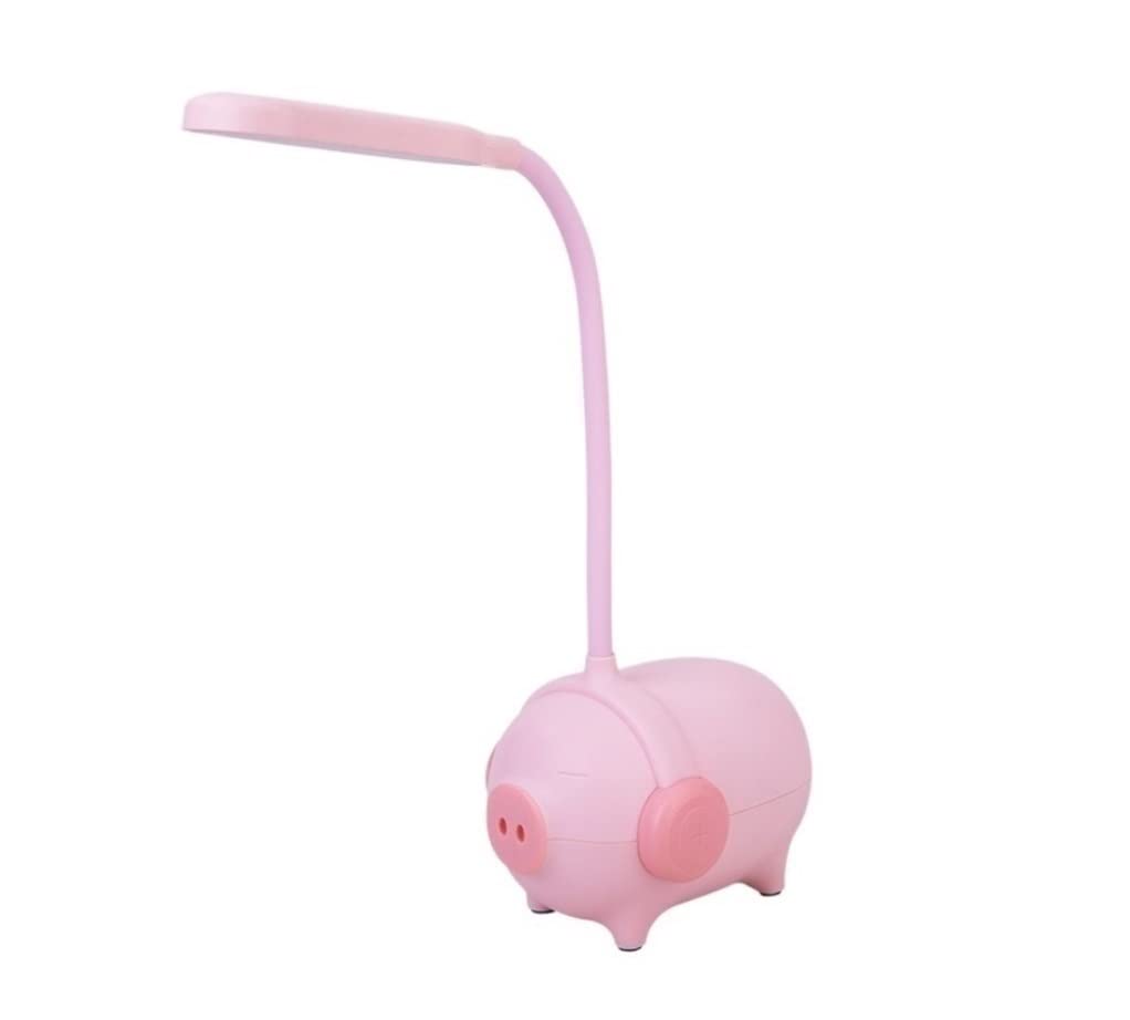 Cute Pig LED Desk Lamp - Dimmable Eye Protection Reading Light with USB Charging for Home Office, Study & Writing (Pink) | Perfect for Night Reading, Work & Kids Room Decor