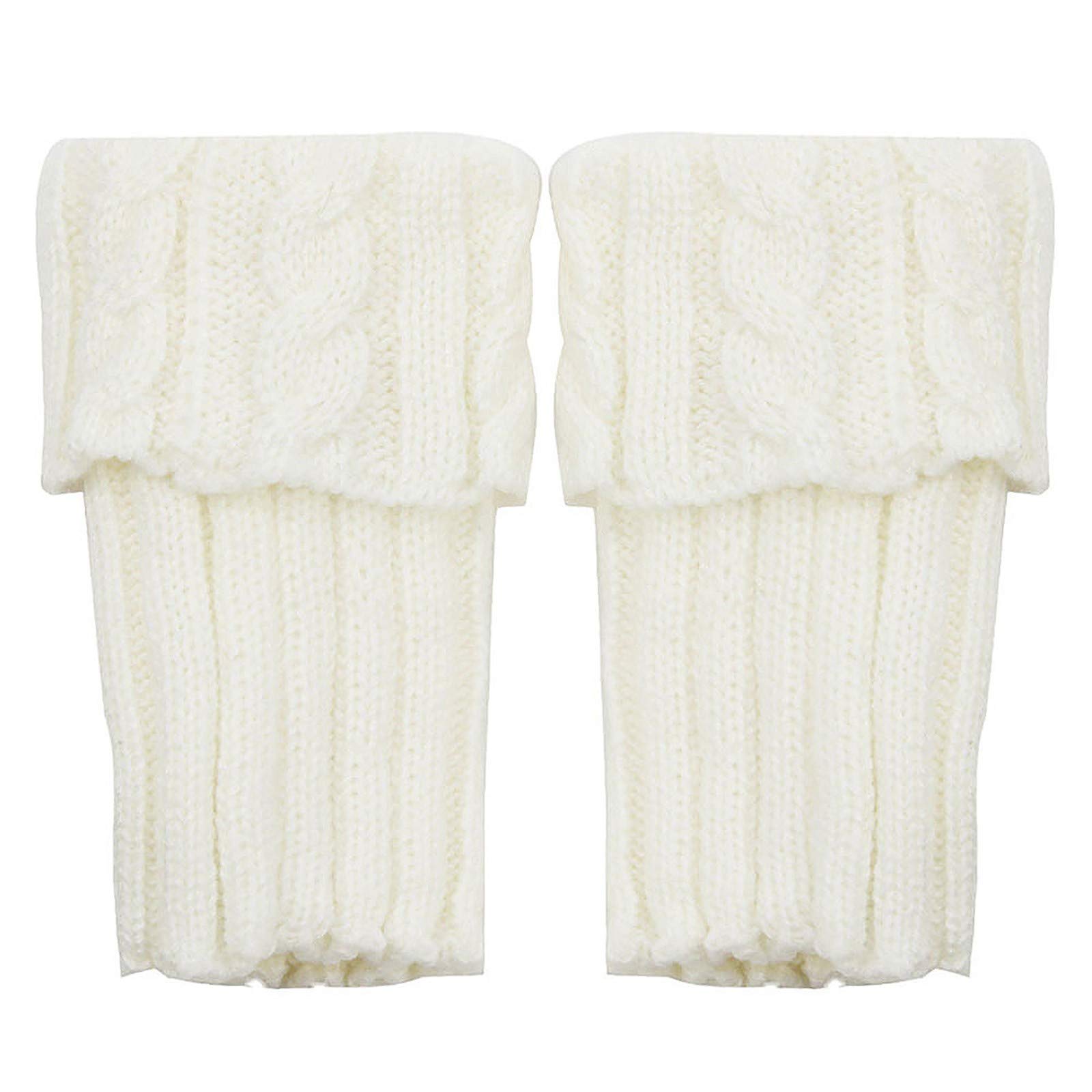 Evangelia.YM Women's Fashion Boot Socks - Soft Twist-Knitted Warmers, Short Leg Cover Socks (White, One Size) - Perfect for Winter Boots, Casual Outfits & Office Wear