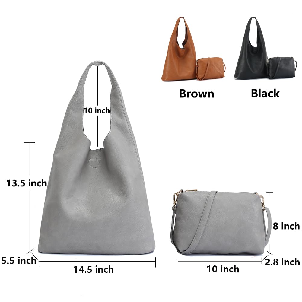 Stylish Slouchy Hobo Handbags for Women - PU Leather Crossbody & Shoulder Tote Purse Set with Top Handle | Perfect for Work, Travel & Everyday Use