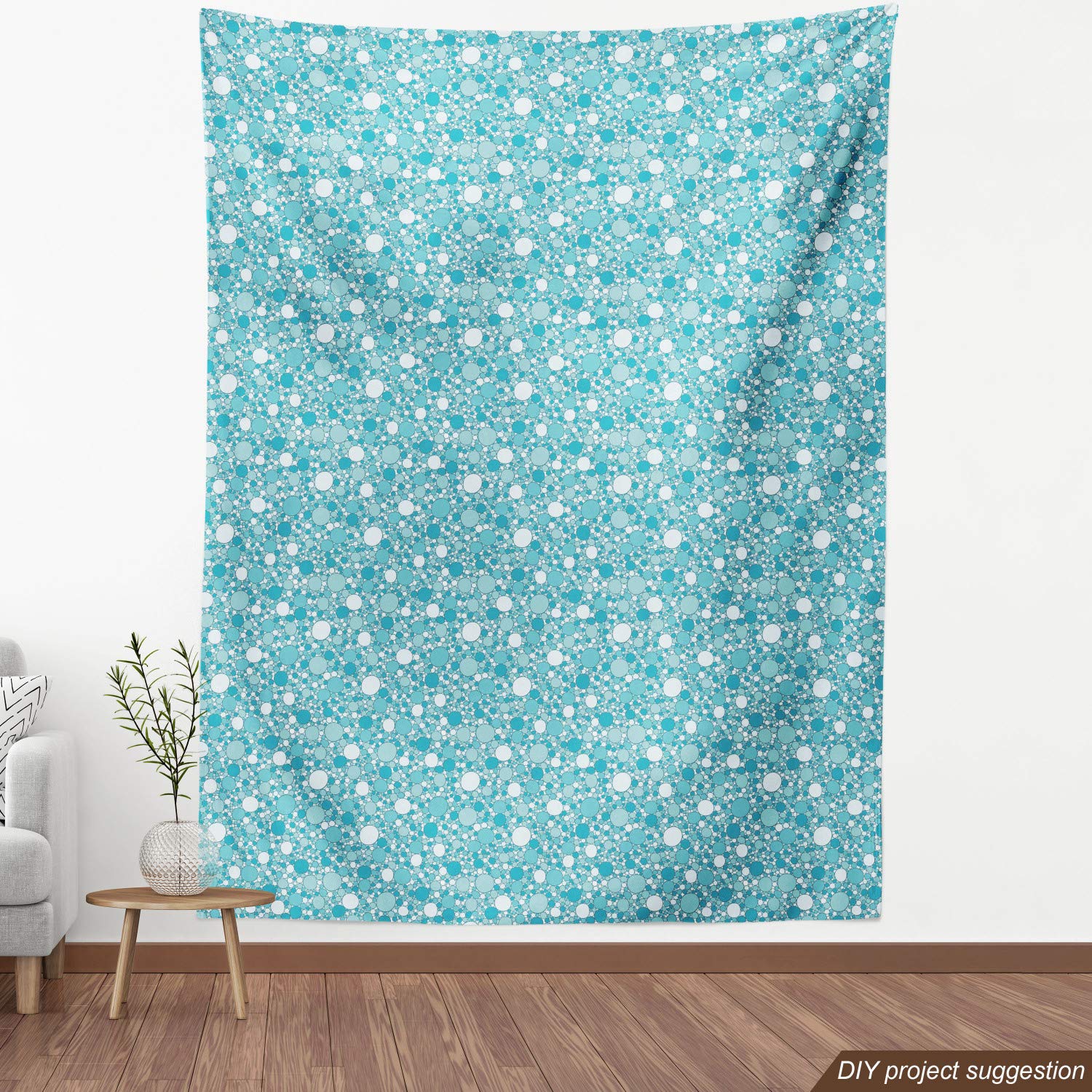 Ambesonne Abstract Fabric by The Yard - Modern Aqua Bubble Pattern Upholstery Material for Sofa, Curtains & Home Decor | 1 Yard Turquoise Teal | Perfect for DIY Projects, Throw Pillows & Wall Hangings