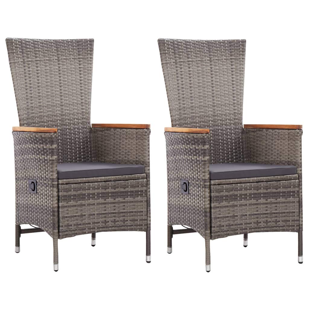 FAMIROSA 2-Piece Outdoor Patio Chairs Set with Cushions - Gray Poly Rattan Furniture for Garden, Poolside, Deck & Backyard Relaxation