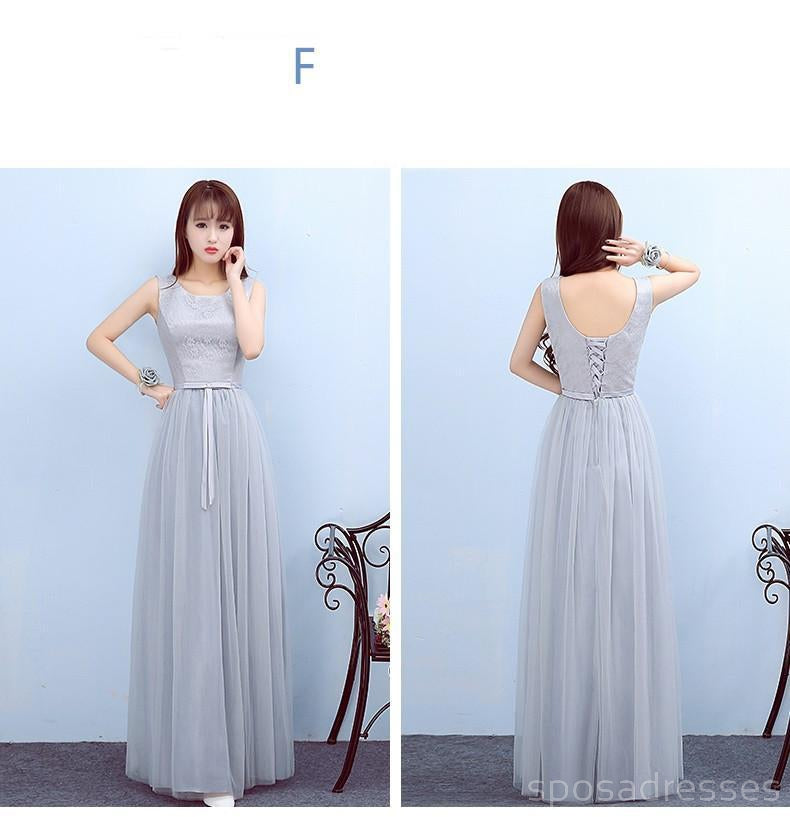 Elegant Mismatched Gray Lace Tulle Long Bridesmaid Dresses - BD008 | Perfect for Weddings, Formal Events & Special Occasions