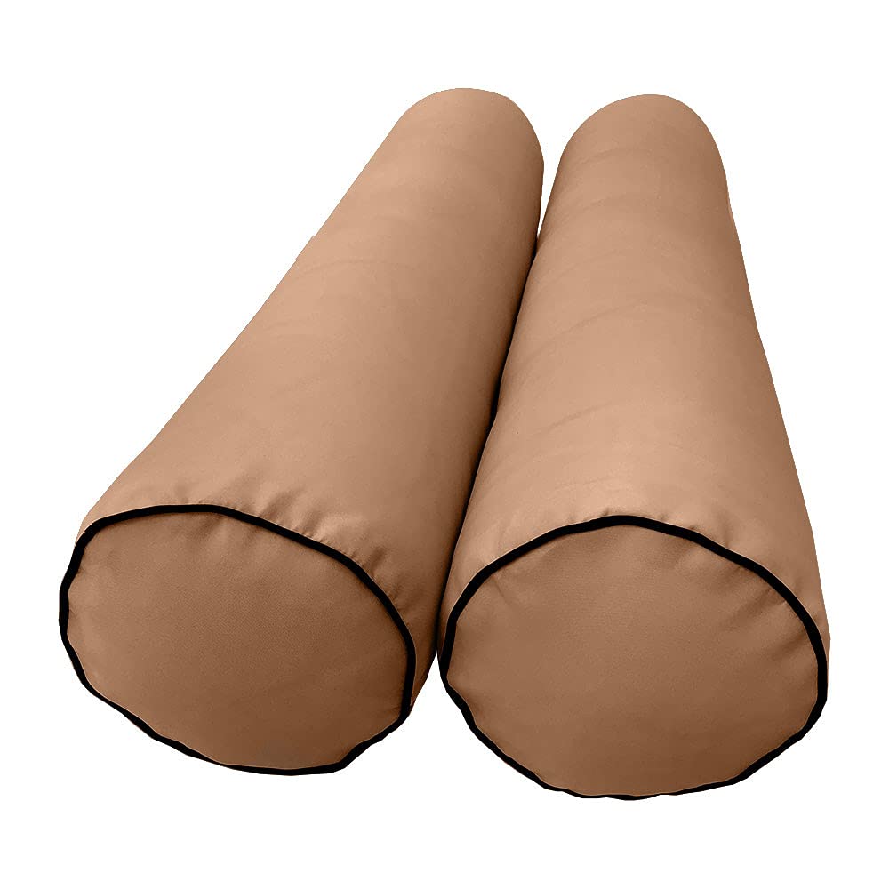 SLIPCOVER ONLY | S5 Outdoor Daybed Mattress Bolster Pillow Cushion Covers with Contrast Pipe Trim - Twin-XL Size (AD104) | Perfect for Patio Furniture, Poolside Lounging & Garden Daybeds