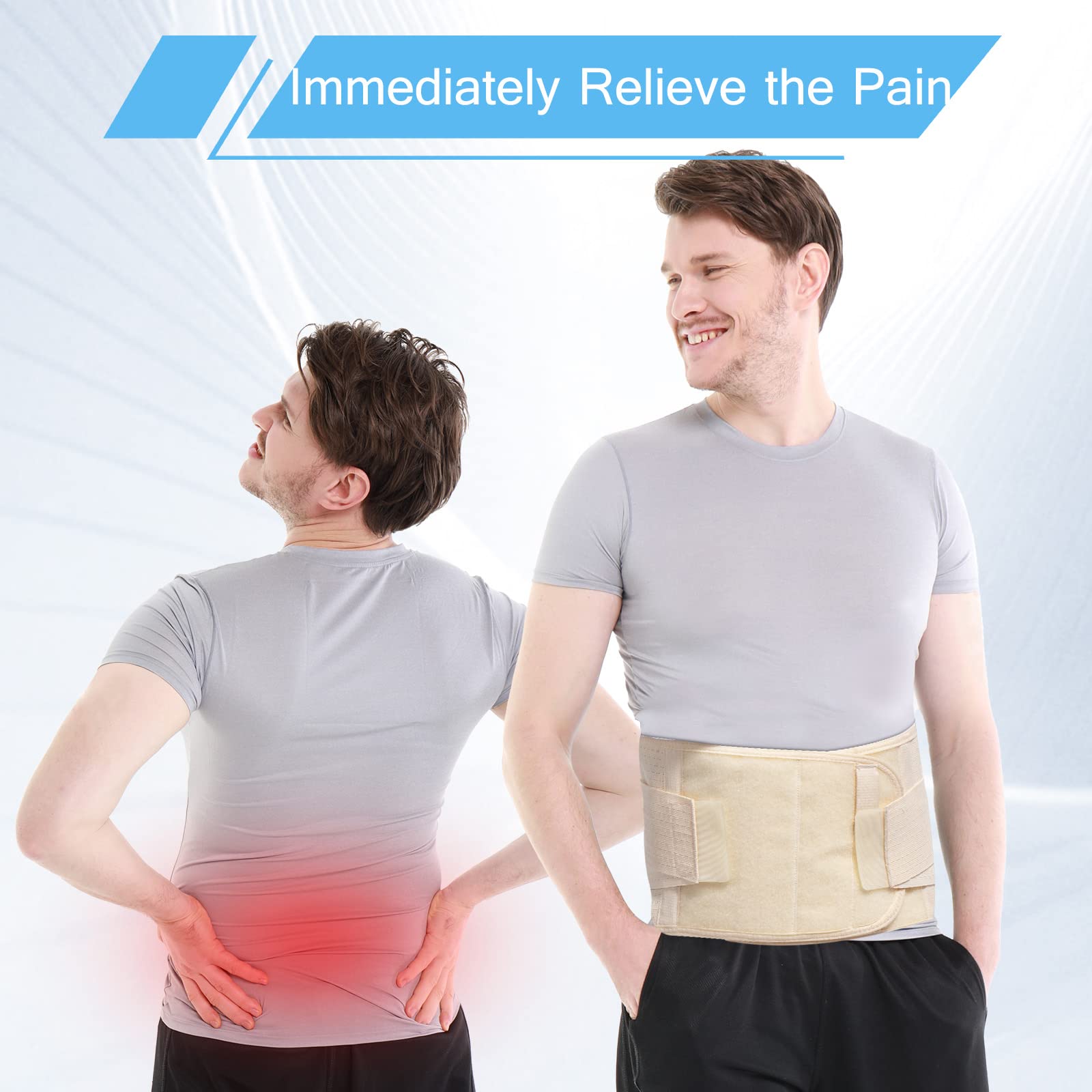 Breathable Mesh Back Brace for Men & Women - Immediate Pain Relief for Herniated Disc, Sciatica & Scoliosis - Adjustable Lumbar Support Belt with 7 Stays - Perfect for Work, Office & Daily Activities (XX-Large)