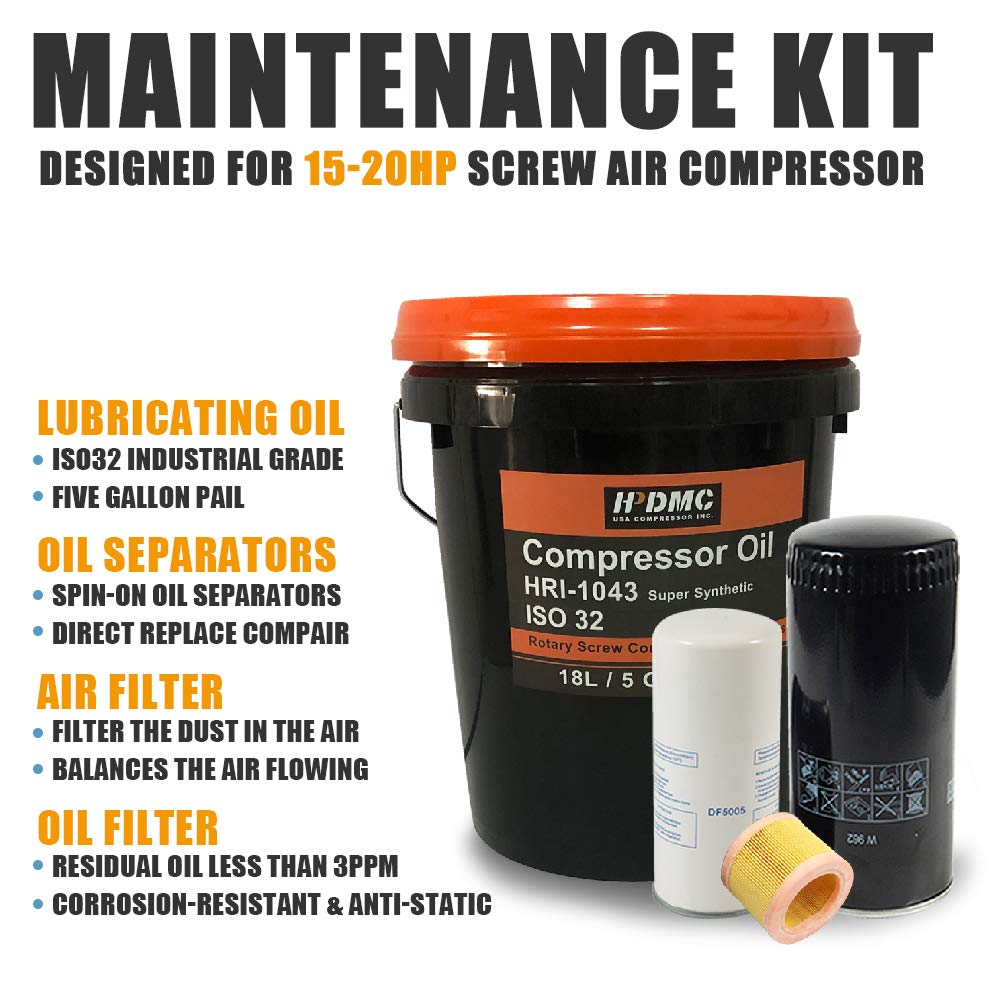 15-20HP Industrial Air Replacement Rotary Screw Compressor Pump | Spin-on Oil Separator | Commercial Air Compressed System Maintenance Kit | Durable & Easy Maintenance | Ideal for Factory, Workshop & Industrial Air Systems