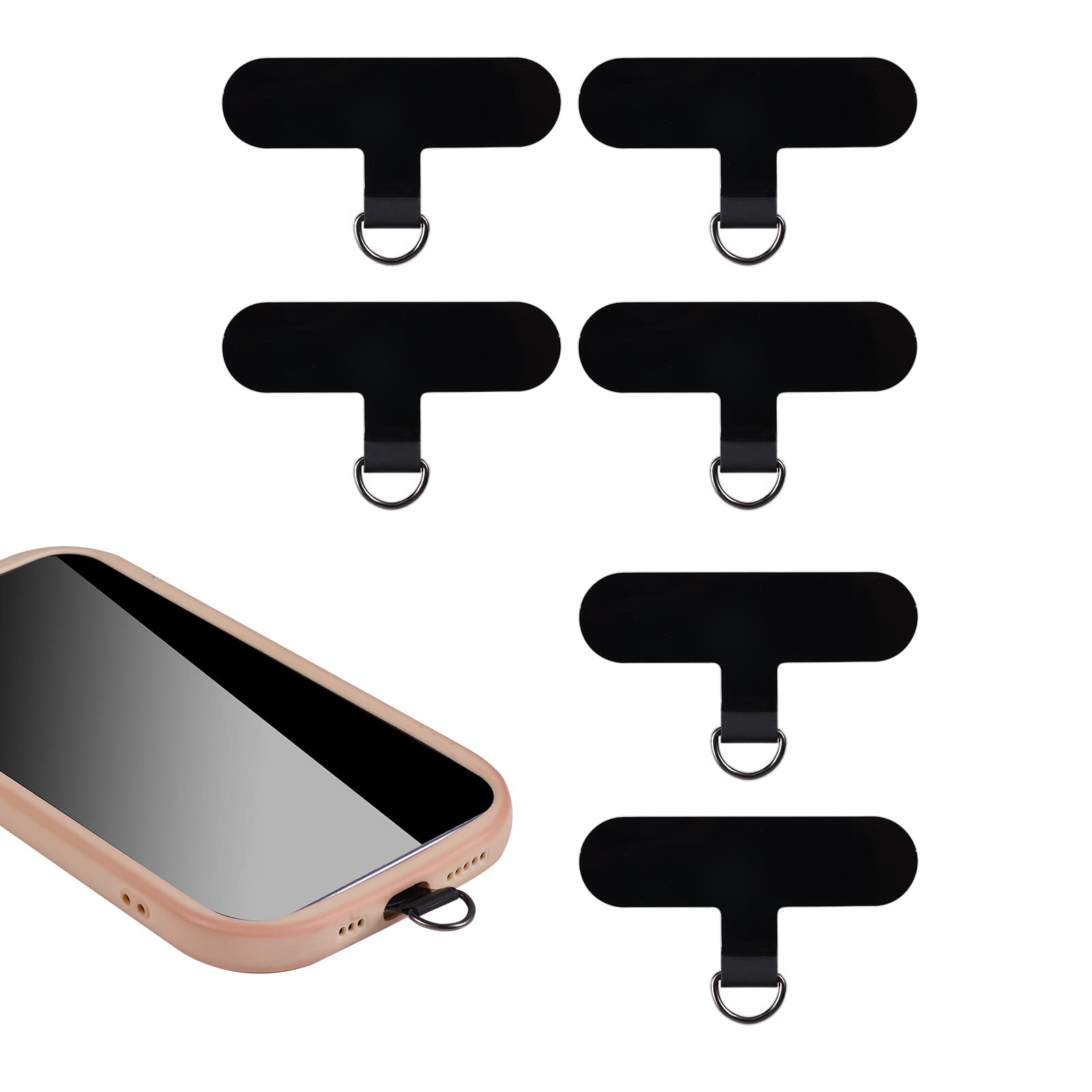 6pcs Crossbody Phone Strap Tether Tabs - Secure Anti-Drop Lanyard for iPhone, Samsung & Most Smartphones (Black) | Perfect for Running, Hiking & Travel Accessories