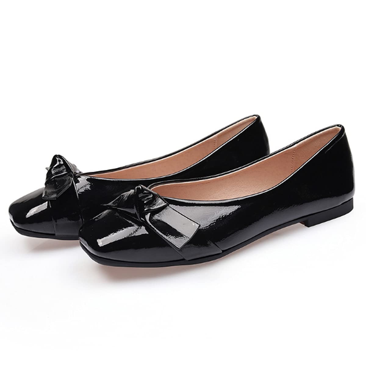 Elegant Women's Bow Knot Ballet Flats - Square Toe Slip-On Shoes for Casual Wear, Parties & Weddings | Comfortable & Stylish for Daily Outfits, Office & Special Occasions