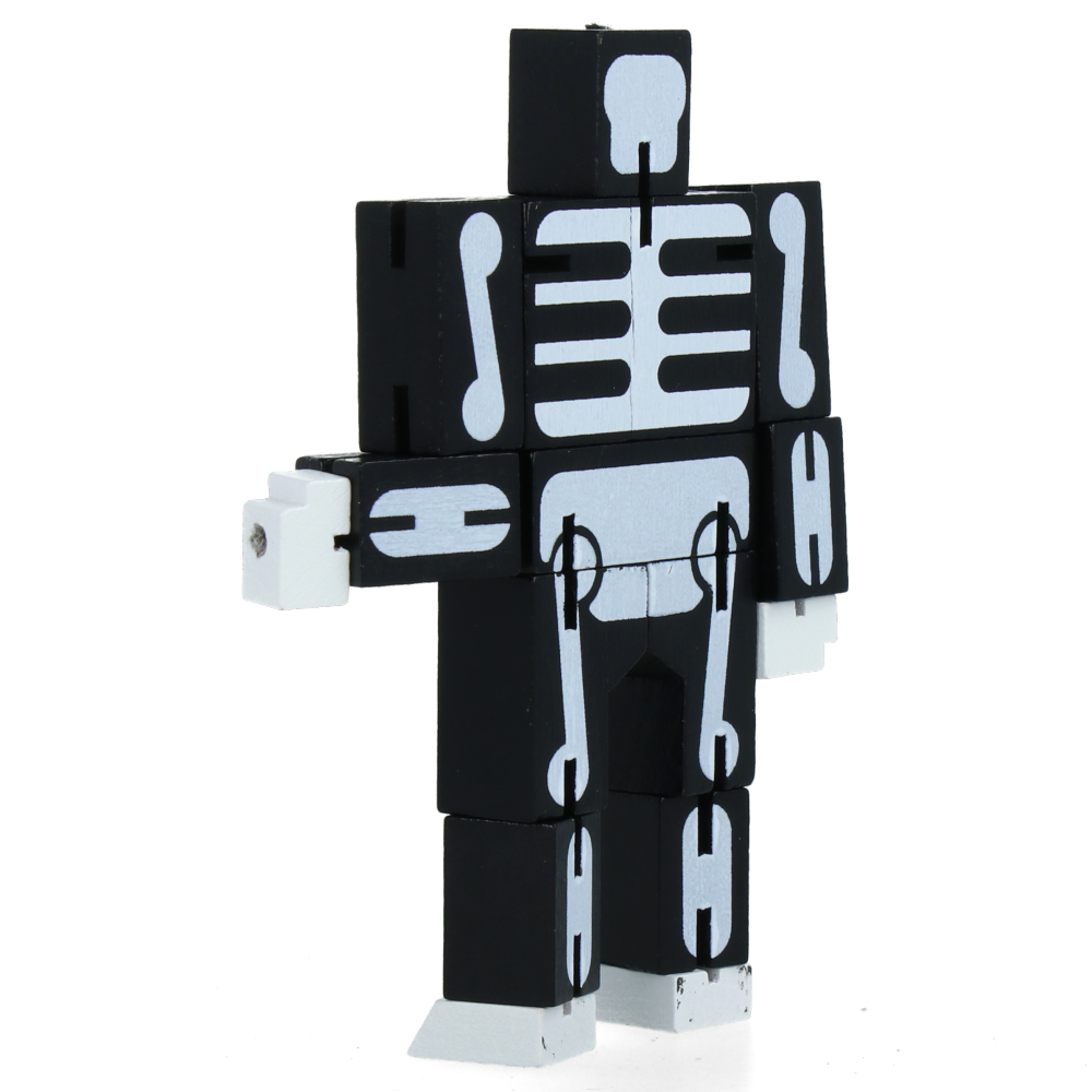 Micro Cubebot Black/Skeleton Wooden Puzzle Toy - Fun Brain Teaser & Stress Relief for Kids & Adults - Perfect for Office, Home, and Travel