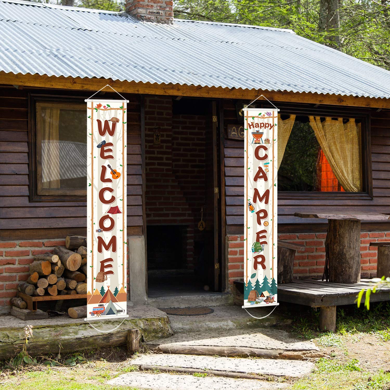 Camping Party Decorations - Welcome Banner & Sign for Camping Themed Birthday, Baby Shower | Perfect for Outdoor Events, Backyard Celebrations & Camping Adventures